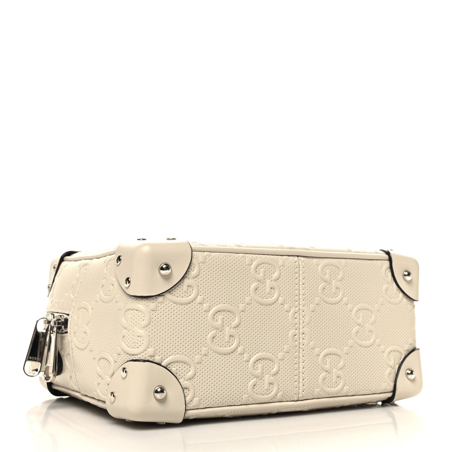 Calfskin GG Tennis Embossed Square Messenger Bag Mystic White