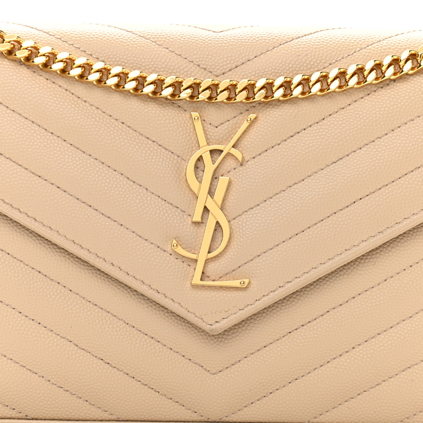 Grain De Poudre Matelasse Chevron Monogram Chain Wallet Nude Powder