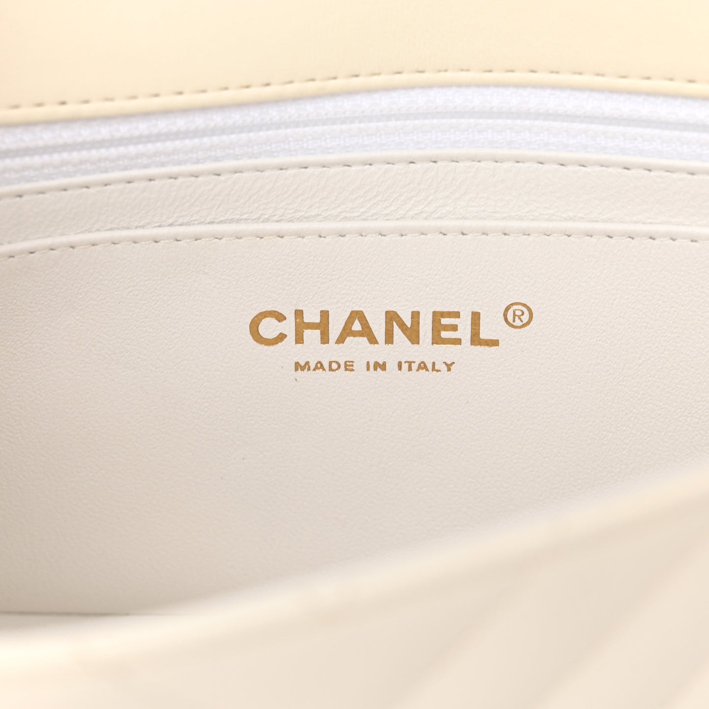 Lambskin Chevron Quilted Mini Rectangular Flap White