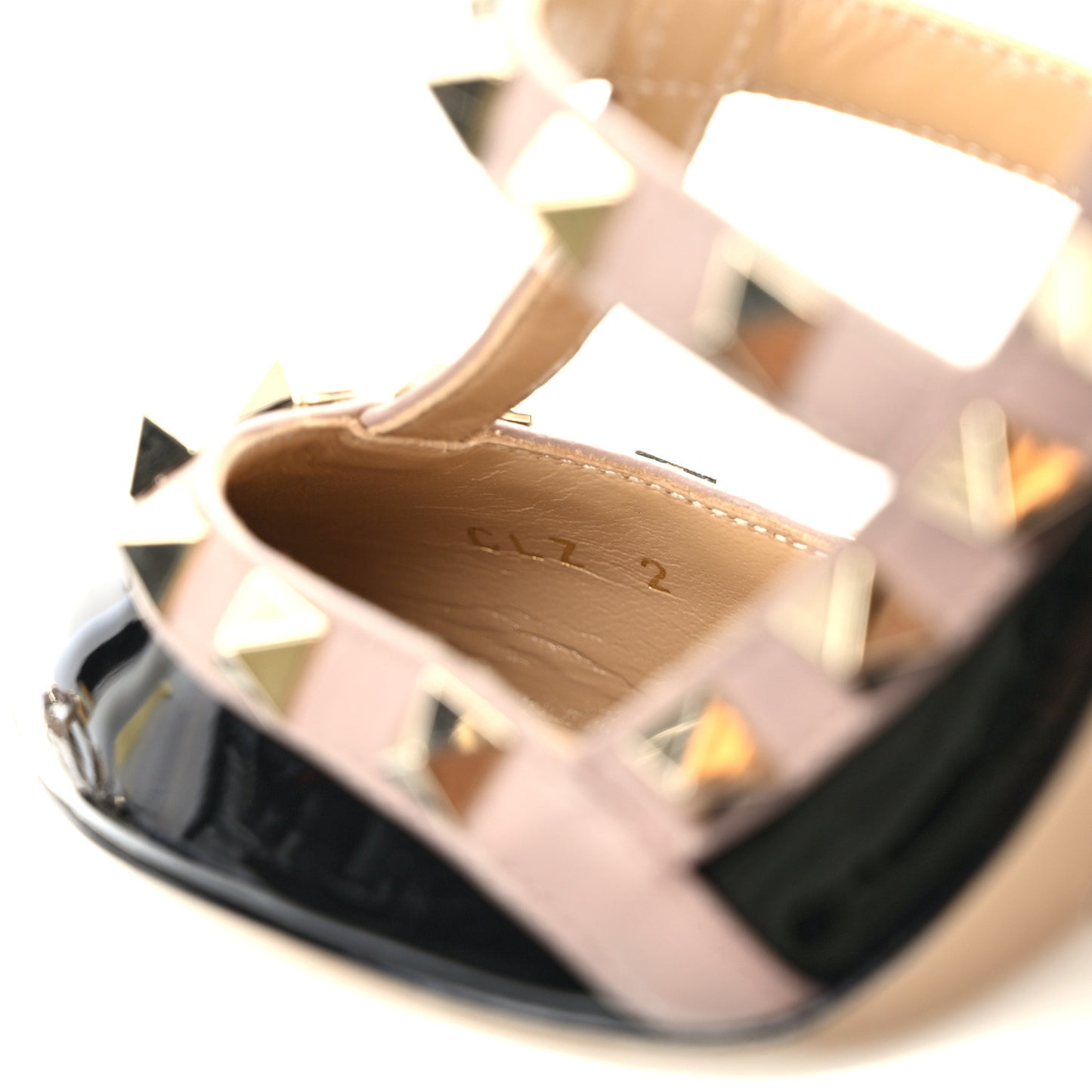 Patent Nappa Rockstud Ankle Strap 100mm Pumps 35 Black Poudre