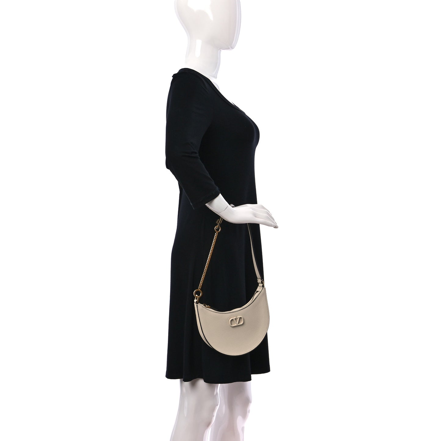 Calfskin Mini Vlogo Hobo Bag White