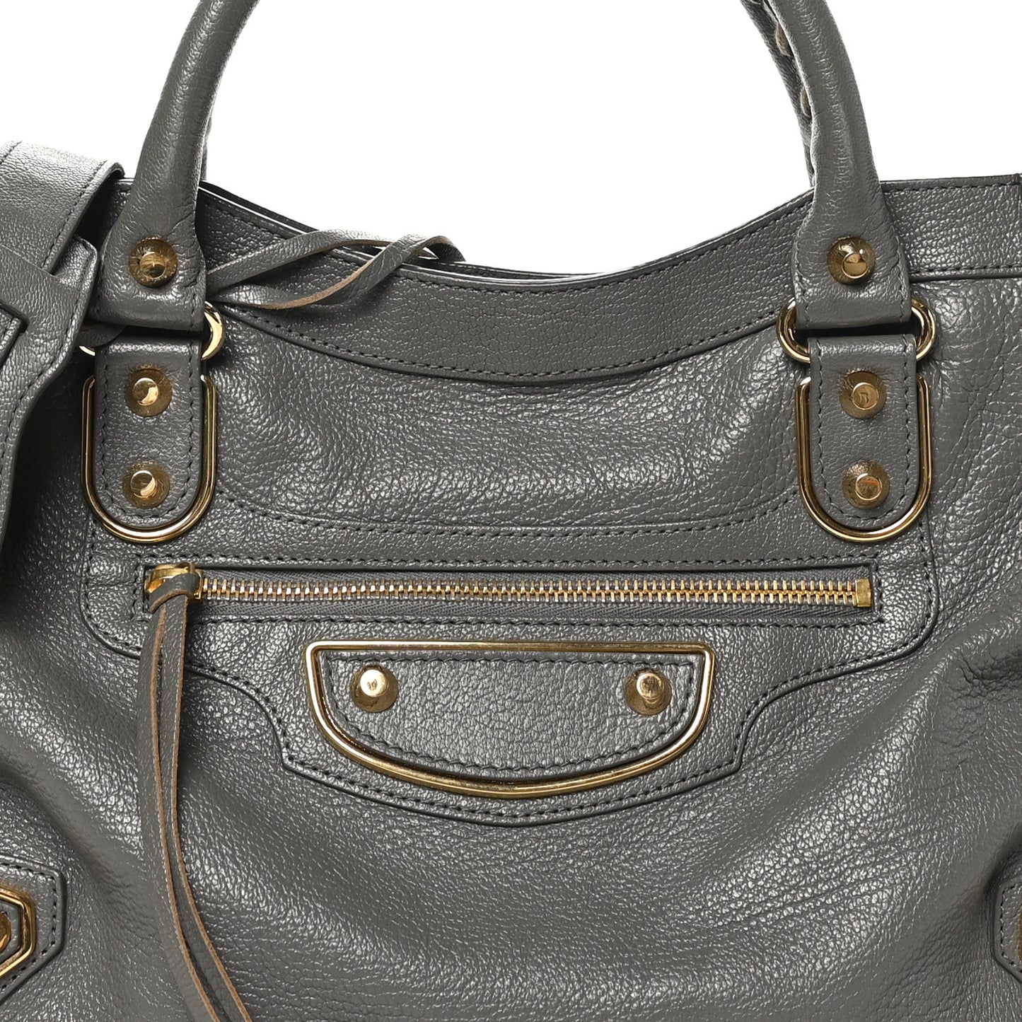 Chevre Gold Metallic Edge Hardware City Gris Acier