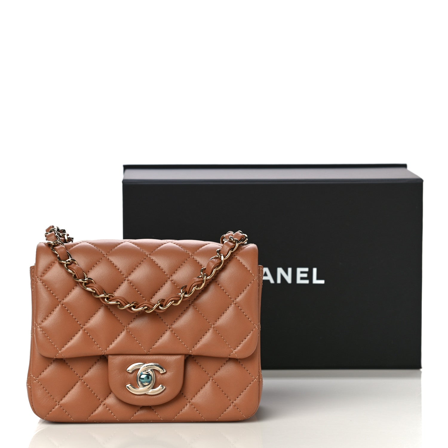 Chanel Lambskin Quilted Mini Square Flap Brown 11 of 11