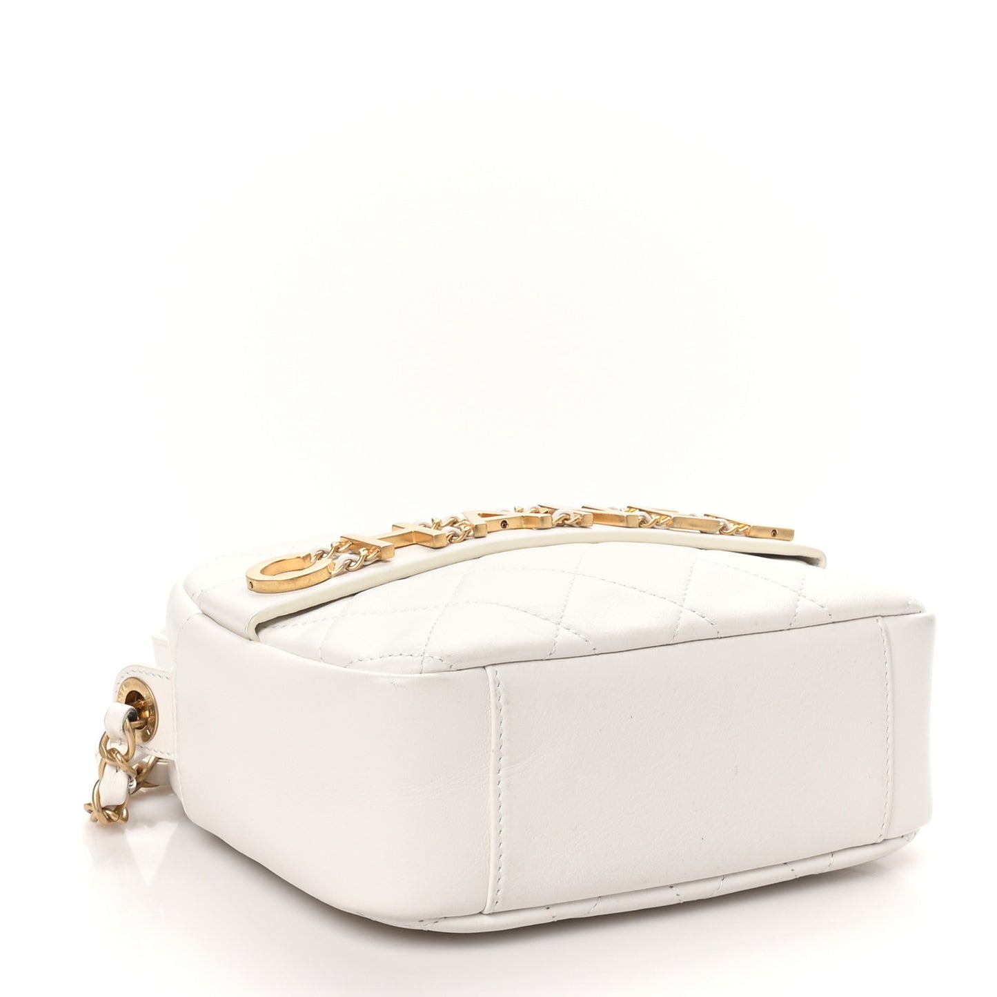 Calfskin Quilted Enchained Camera Case Bag White