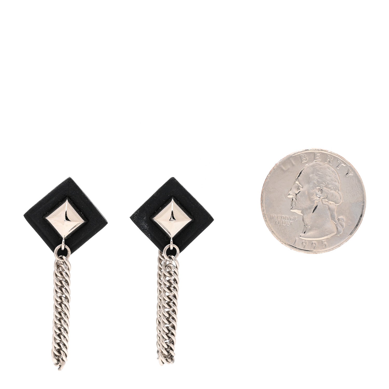 Hermes Palladium Swift Gourmette Equestre Earrings Black 2 of 4