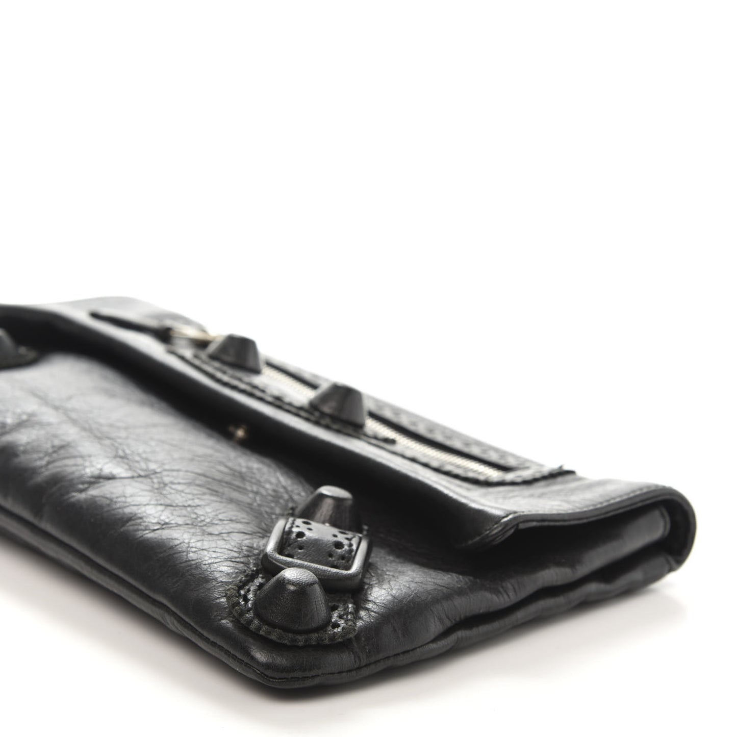 Agneau Giant Brogues Hardware Envelope Clutch Black