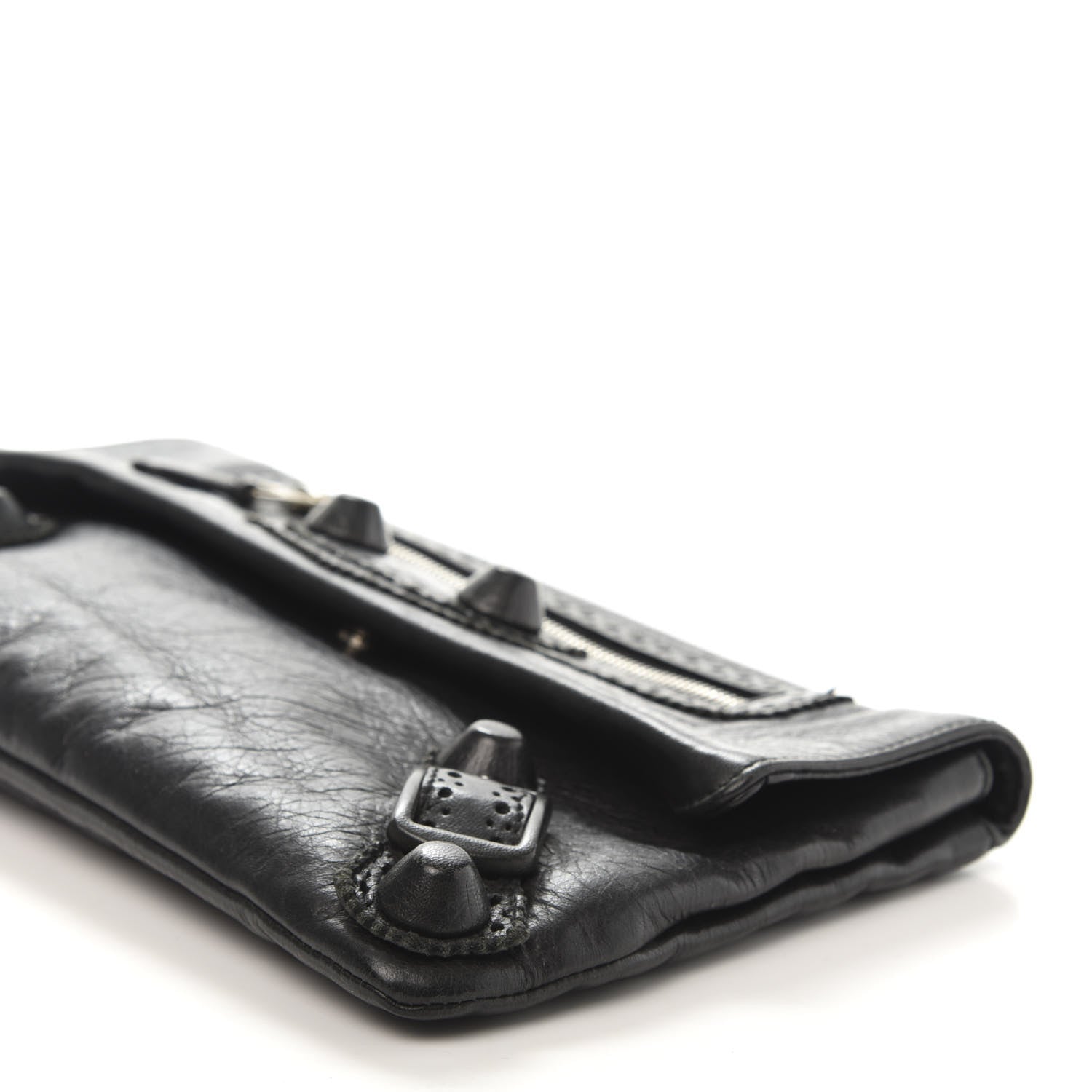 Balenciaga Agneau Giant Brogues Hardware Envelope Clutch Black 8 of 11