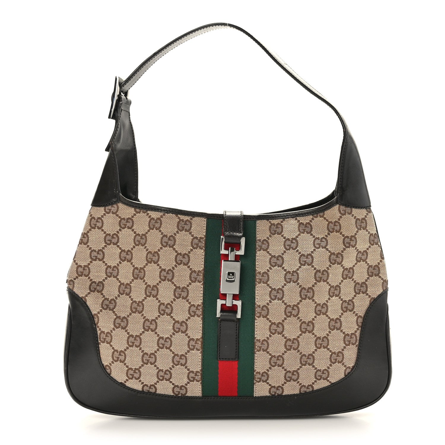Gucci Monogram Web Jackie O Hobo Dark Brown 1 of 10