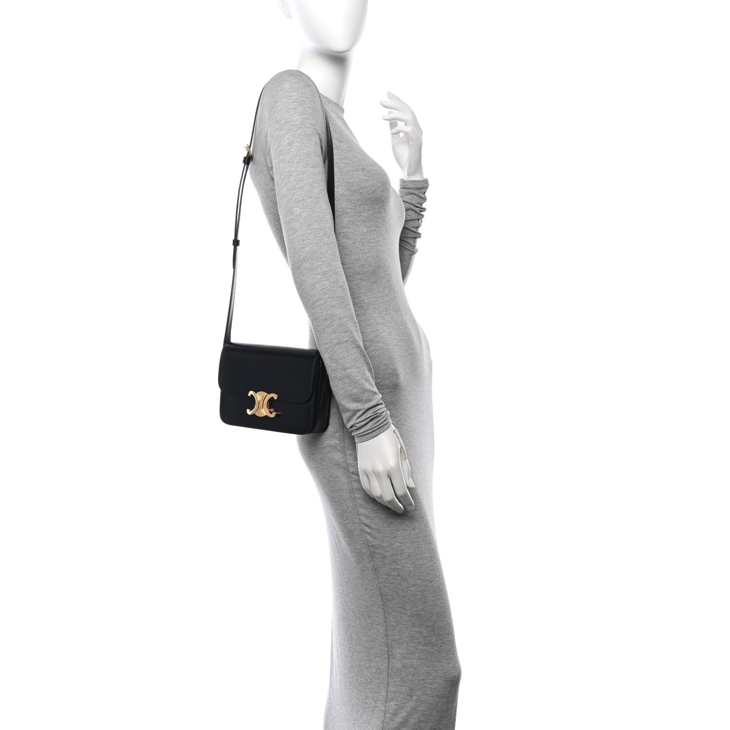 Celine Shiny Calfskin Teen Triomphe Black 2 of 13