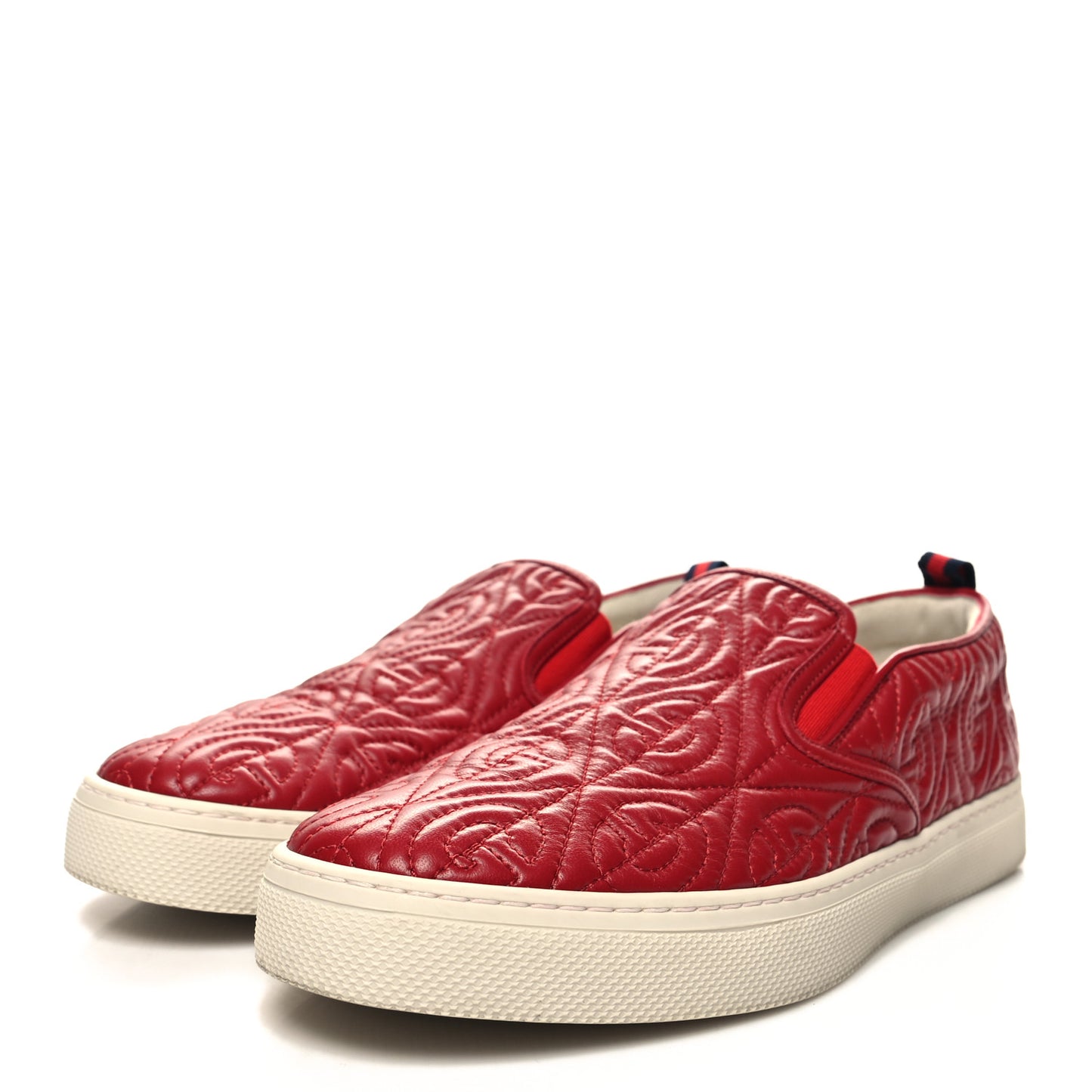 Nappa Web G Rhombus Quilted Mens Slip On Sneakers 9 Hibiscus Red Rosso