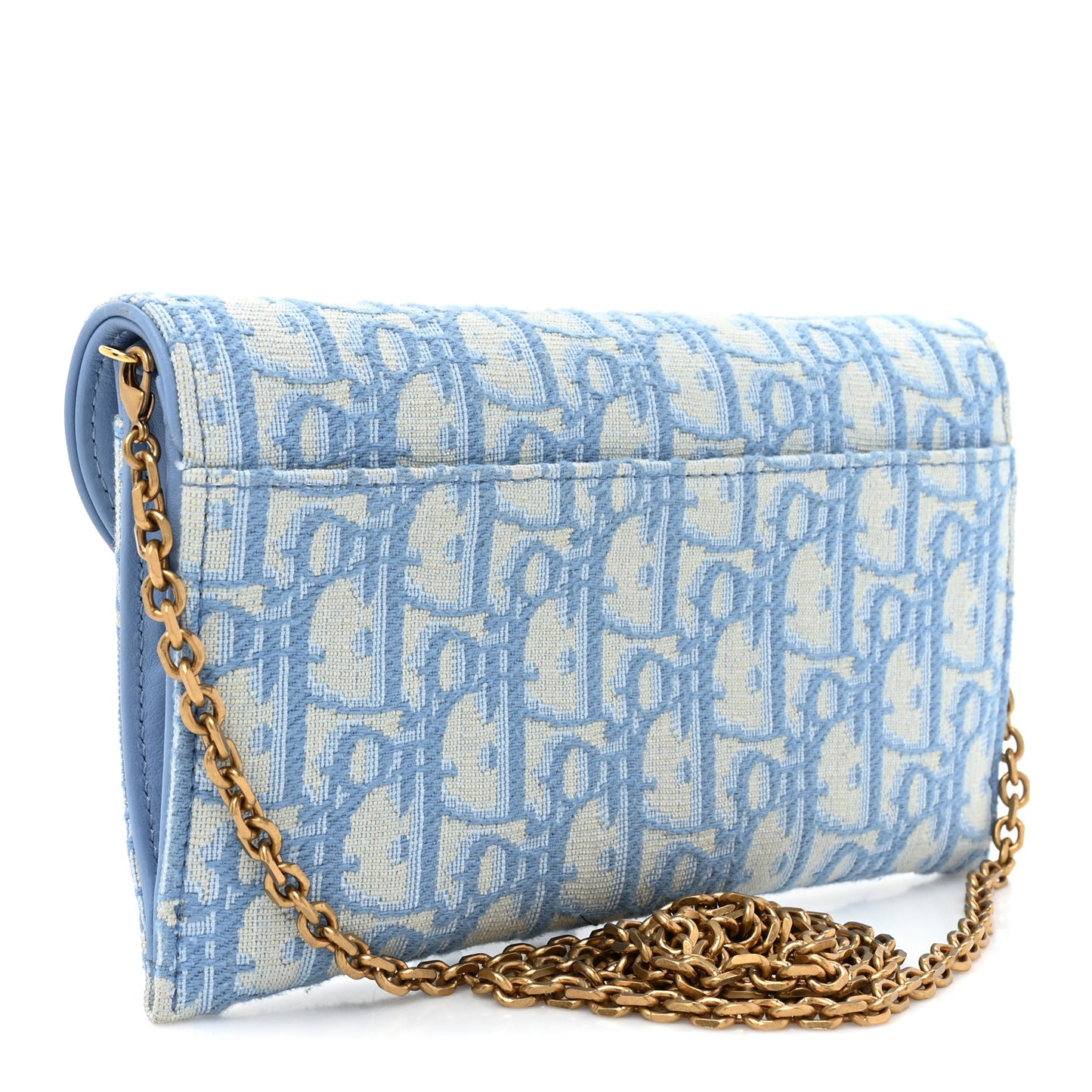 Oblique Saddle Chain Long Wallet Cornflower Blue