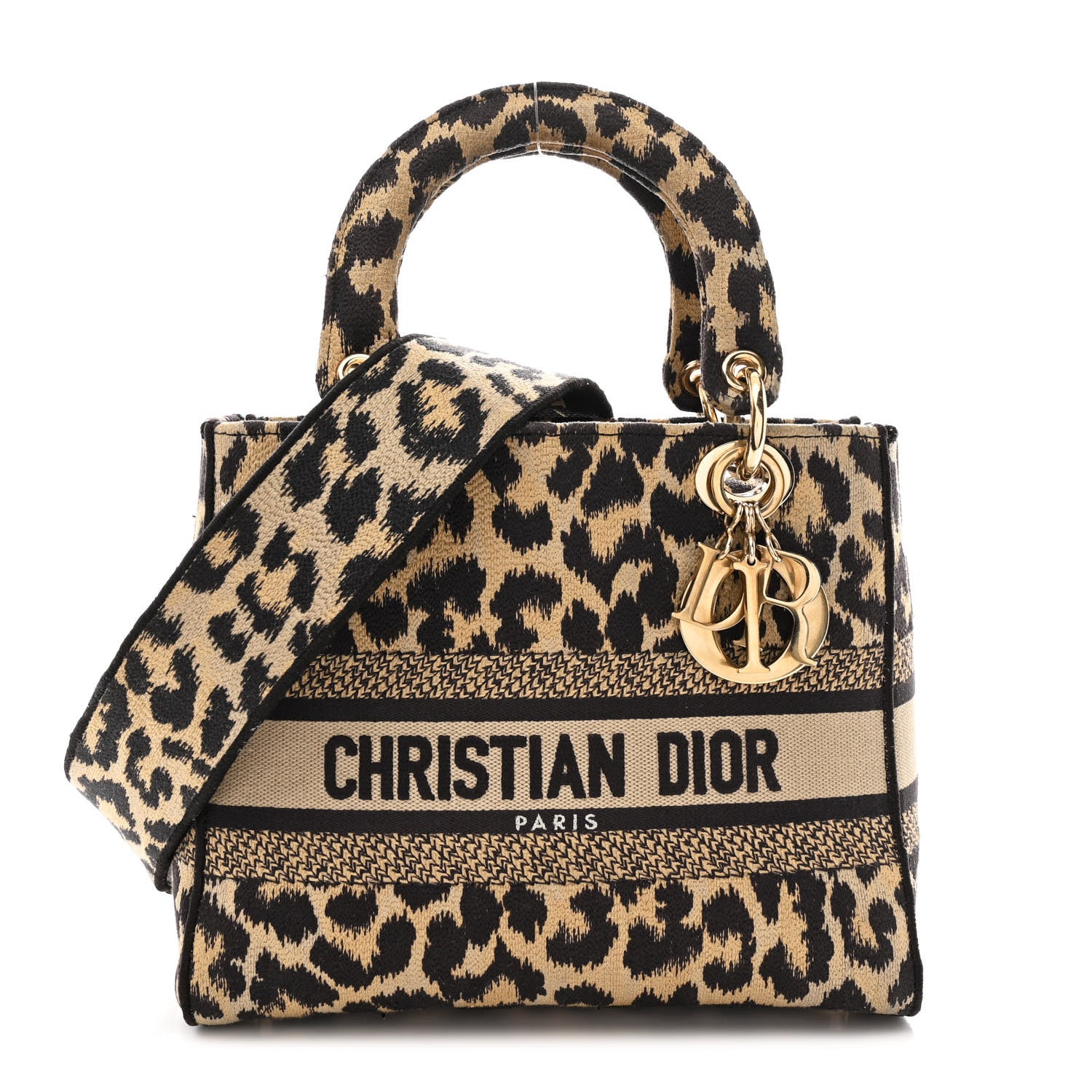 バッグ Christian Dior Christian Dior Canvas Medium Mizza Embroidered Lady D-Lite Beige