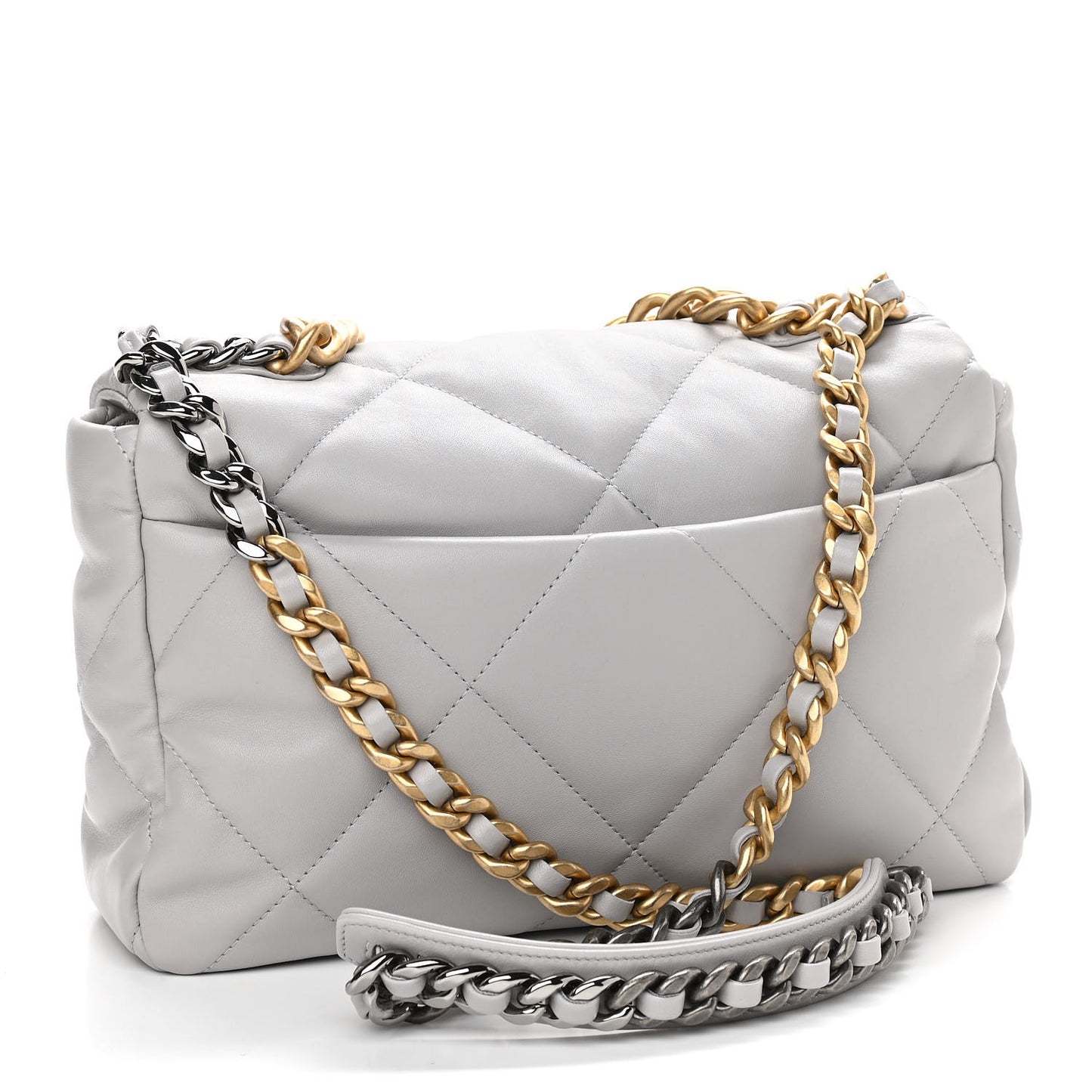 Lambskin Quilted Large Chanel 19 Flap Grey
