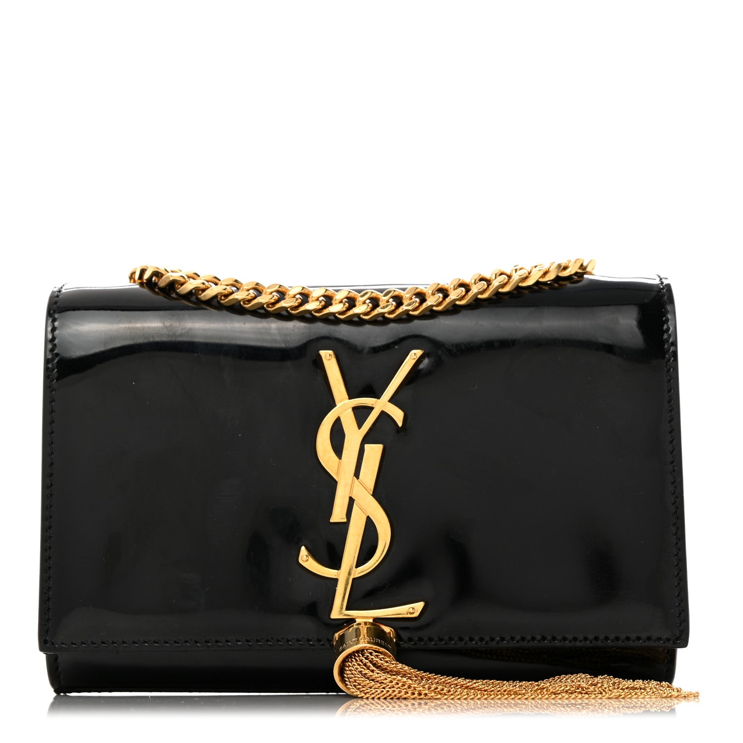 Saint Laurent Patent Small Classic Monogram Kate Tassel Satchel Black 1 of 10