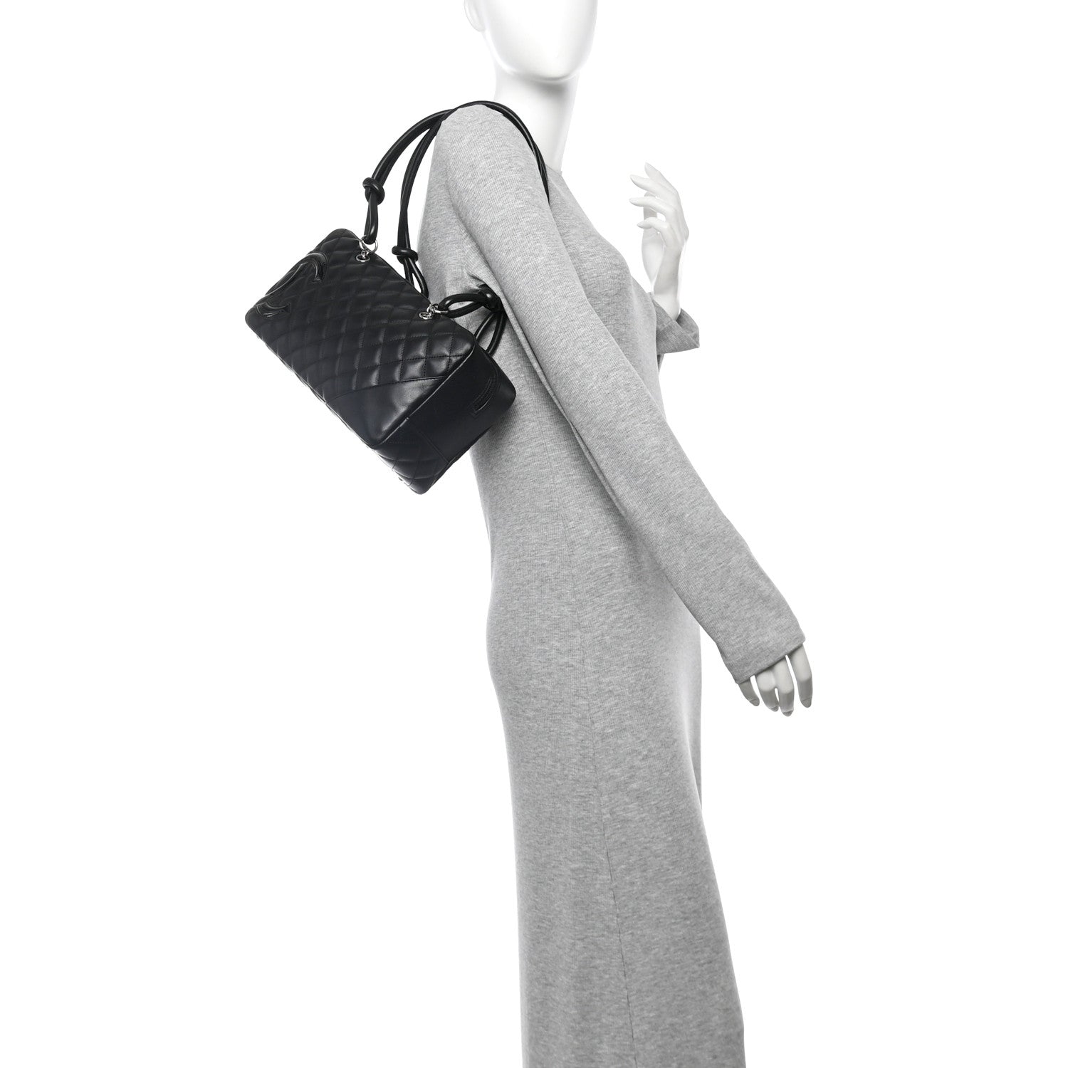 Chanel Calfskin Quilted Large Cambon Bowler Black 2 of 10