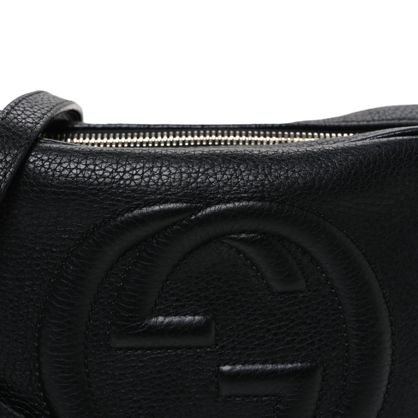 Pebbled Calfskin Small Soho Disco Bag Black