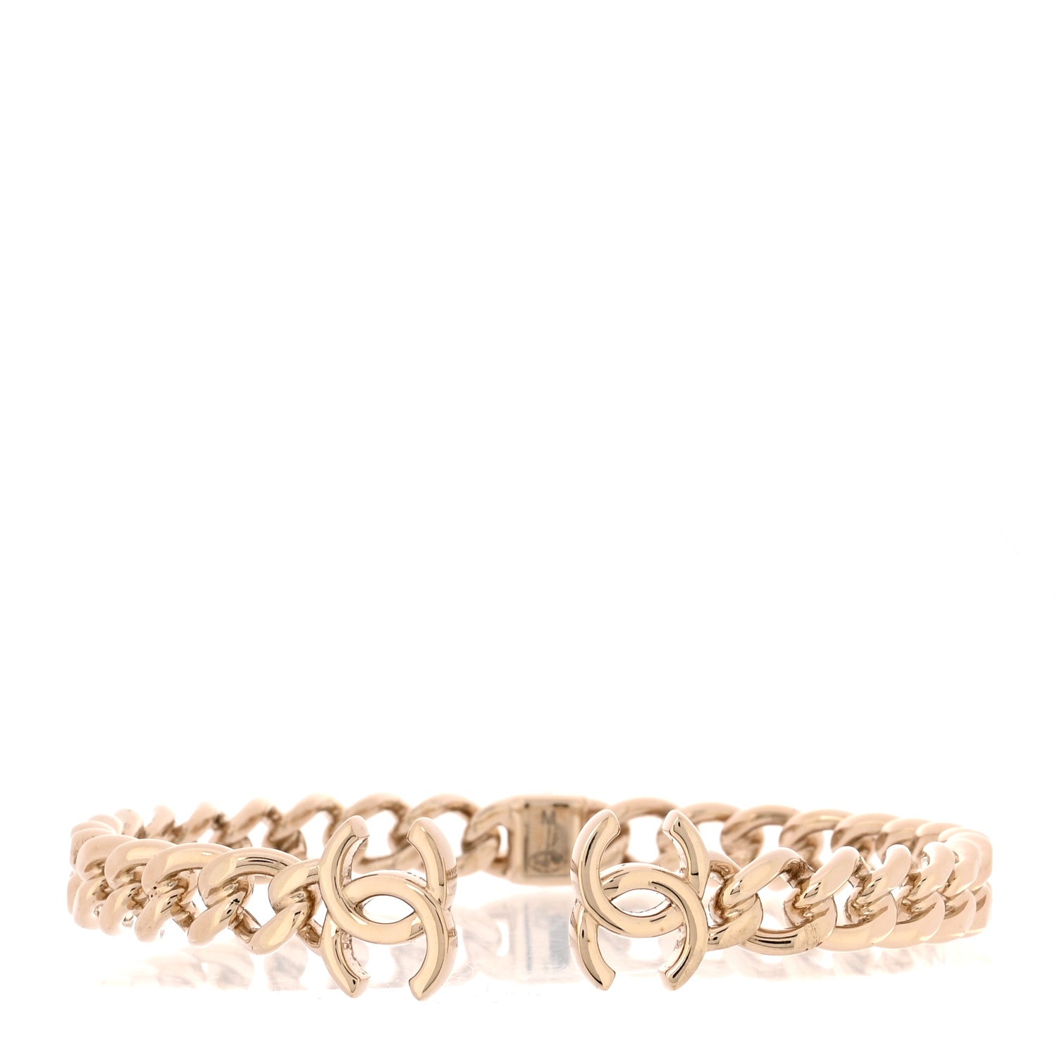 Chanel Metal CC Chain Link Choker Necklace M Gold 1911144