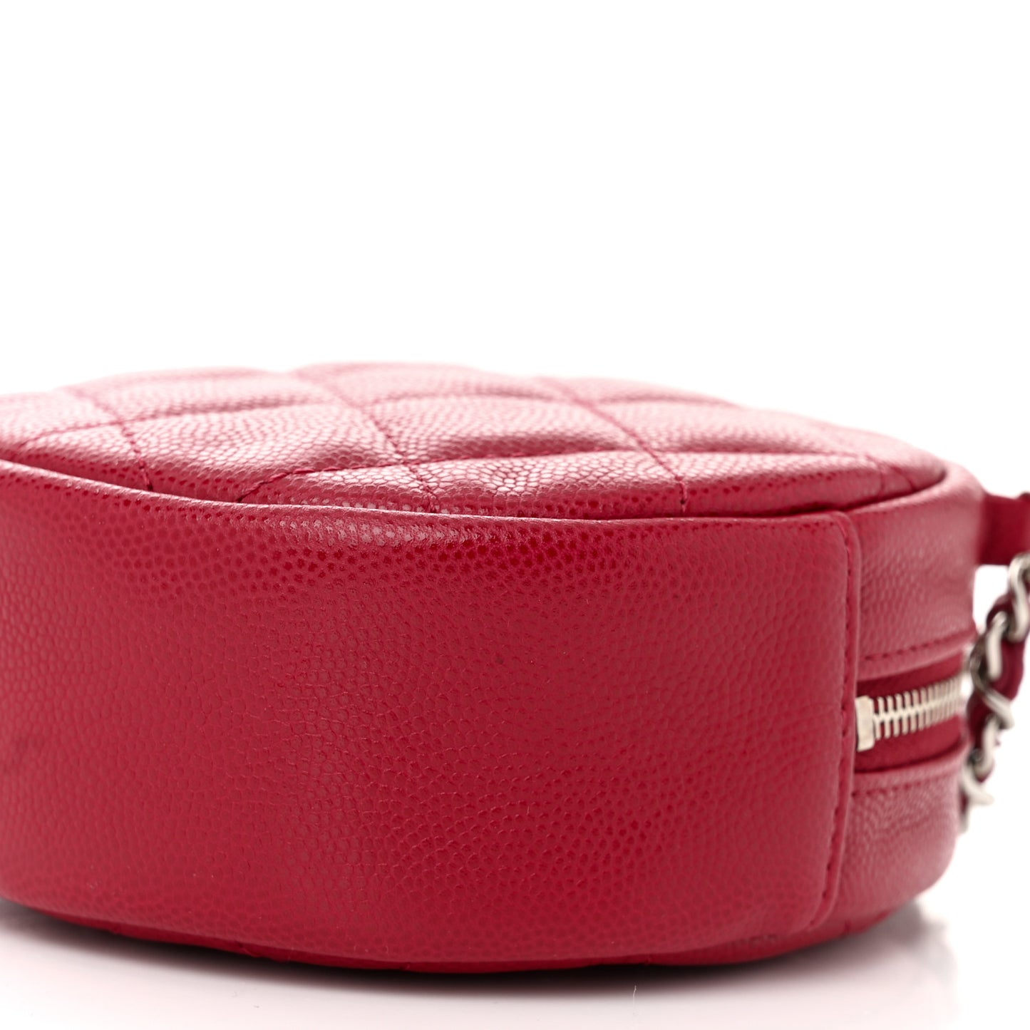 Caviar Quilted Round Clutch With Chain Pink