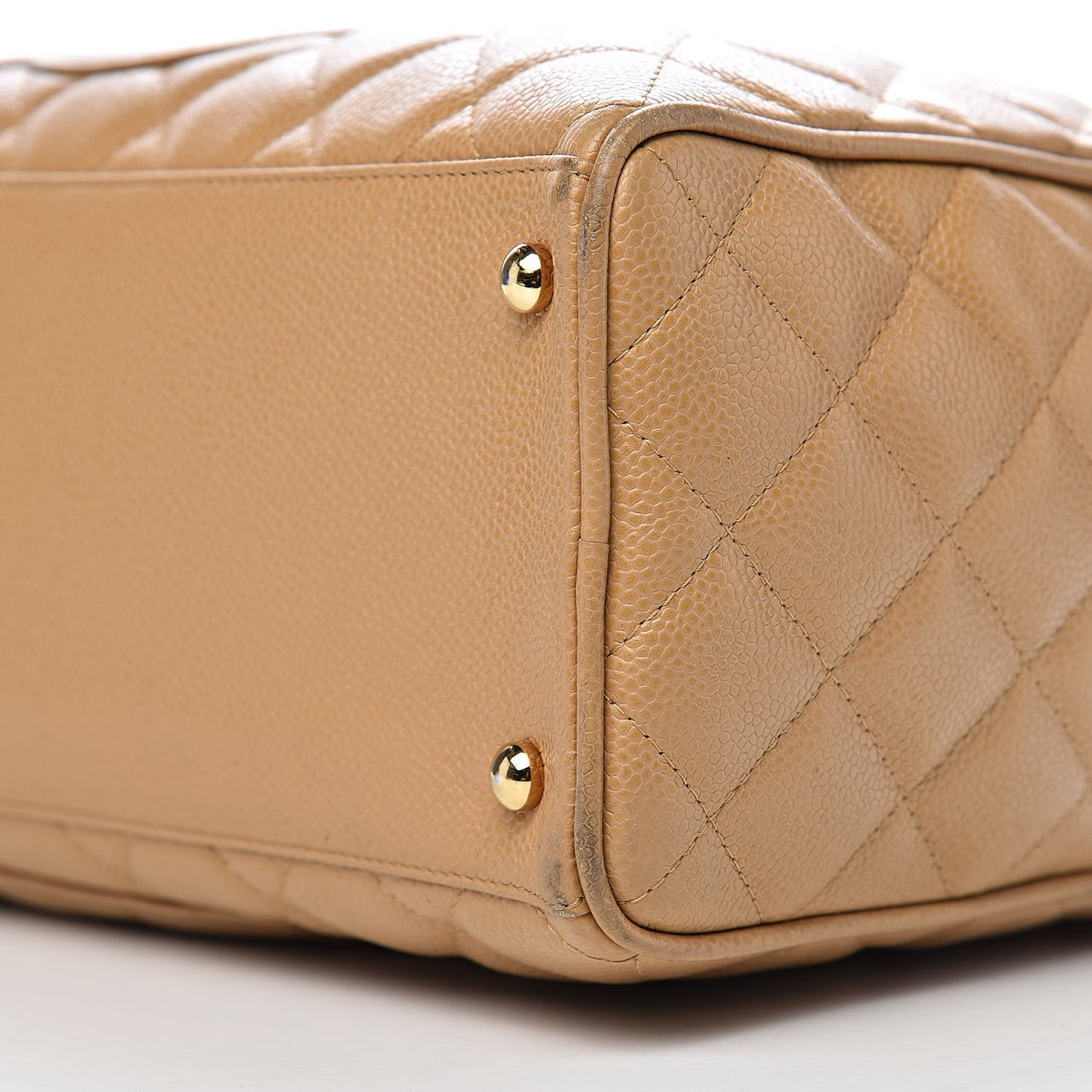 Caviar Quilted Large Bowler Bag Beige