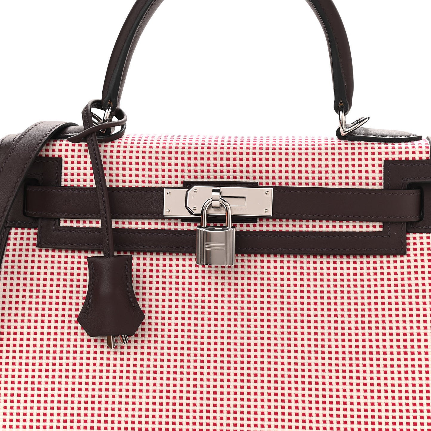 Toile Quadrille Swift Kelly Sellier 28 Framboise Ecru Rouge Sellier