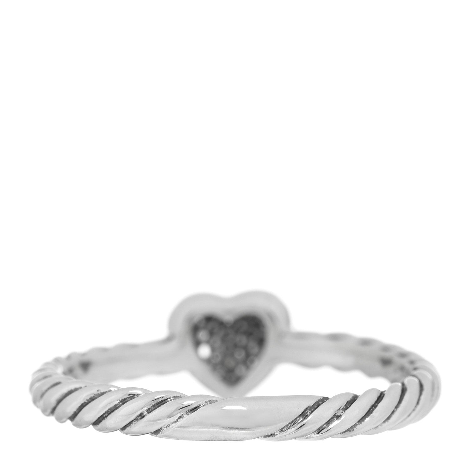 David Yurman Sterling Silver Diamond Cable Classics Heart Ring 52 6 3 of 4