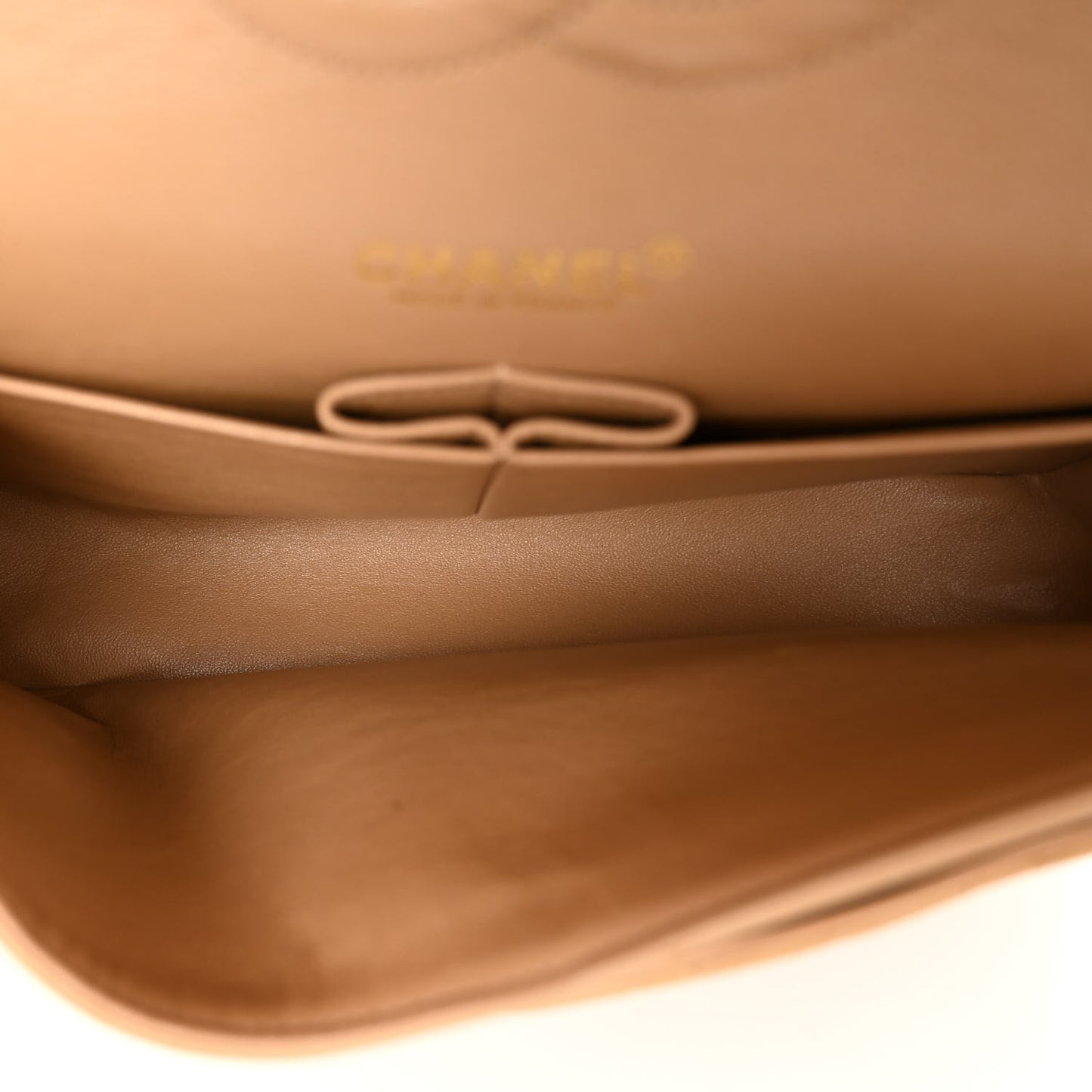 Lambskin Quilted Medium Double Flap Beige