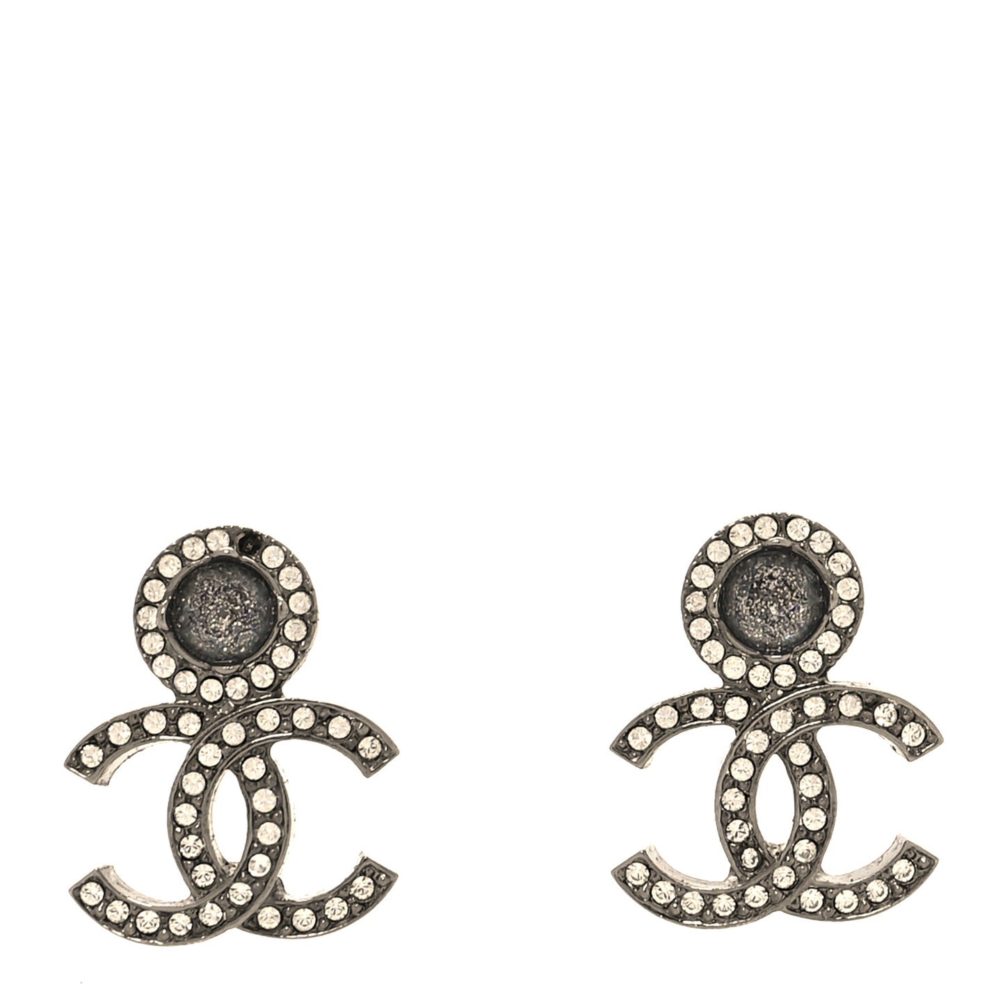 Ruthenium Crystal CC Drop Earrings Silver Grey