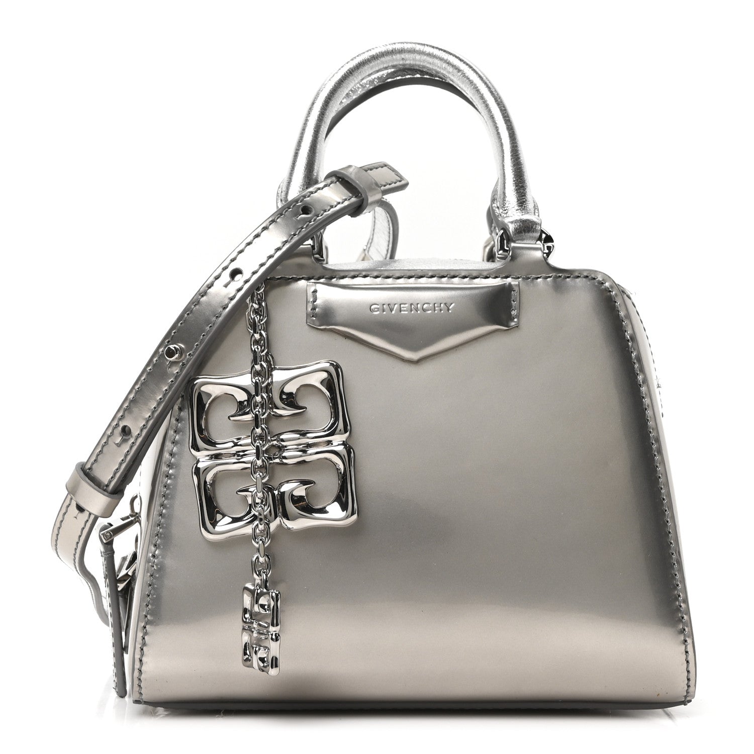 Givenchy Patent Nano Antigona Cube Bag Silver 1770397 – FASHIONPHILE
