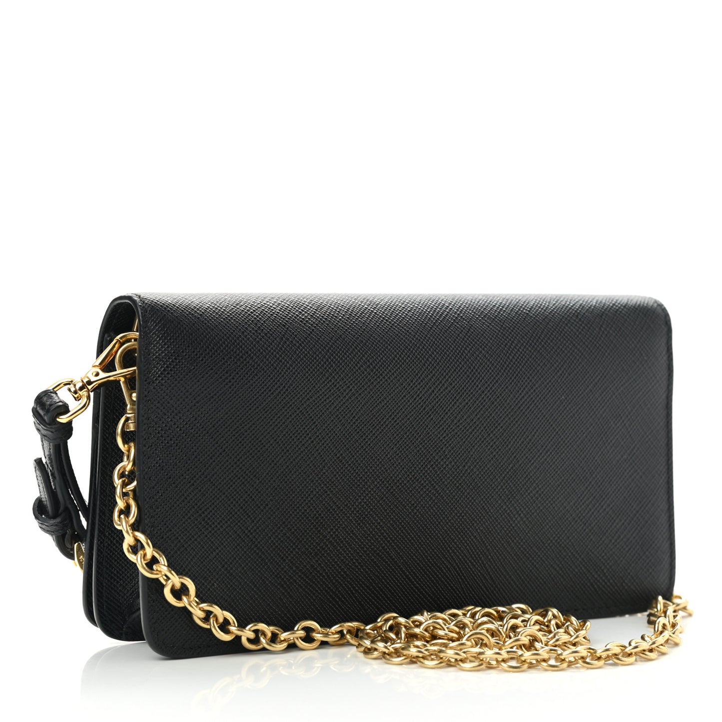 Saffiano Metal Phone Wristlet Crossbody Wallet Black