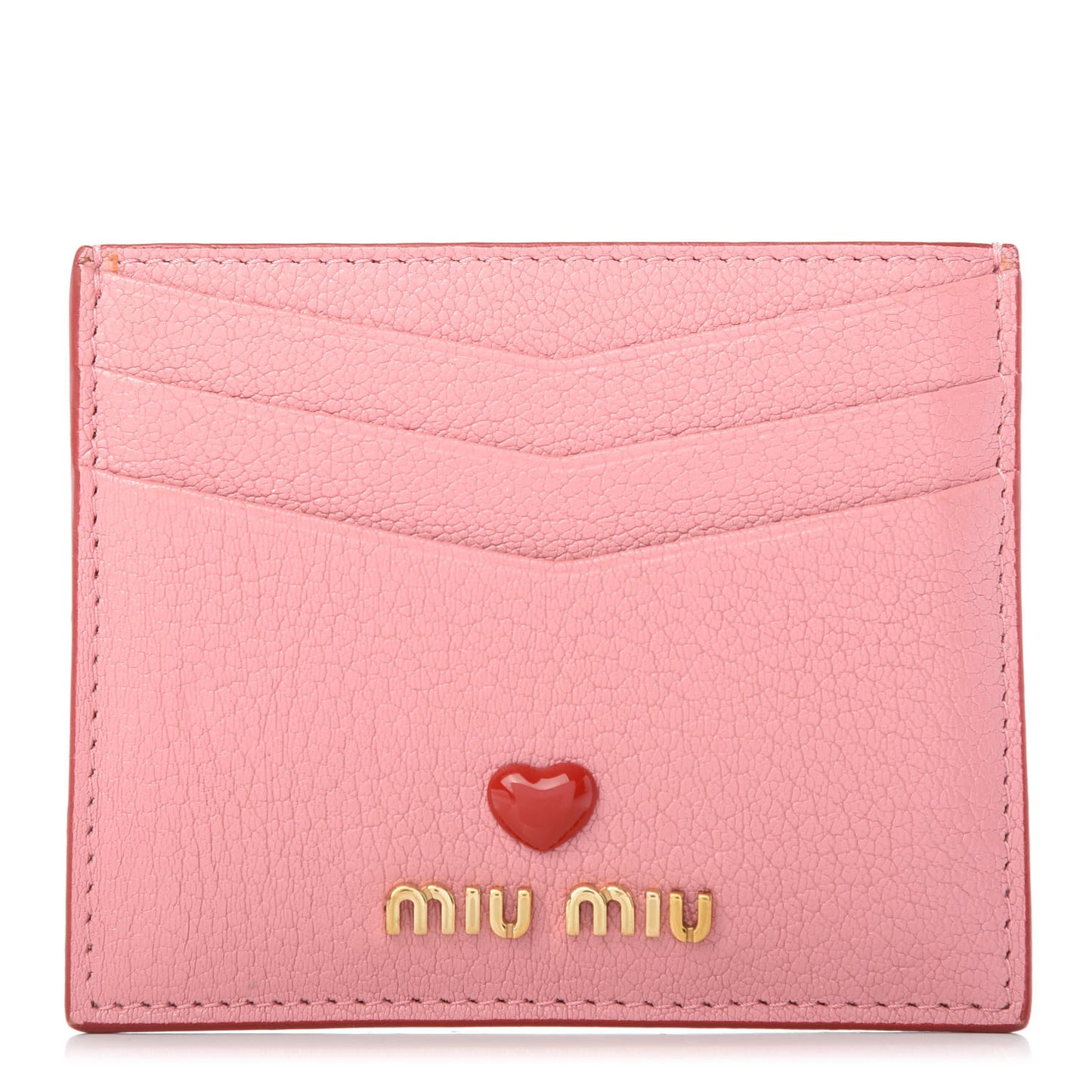 Goatskin Madras Heart Card Case Rosa