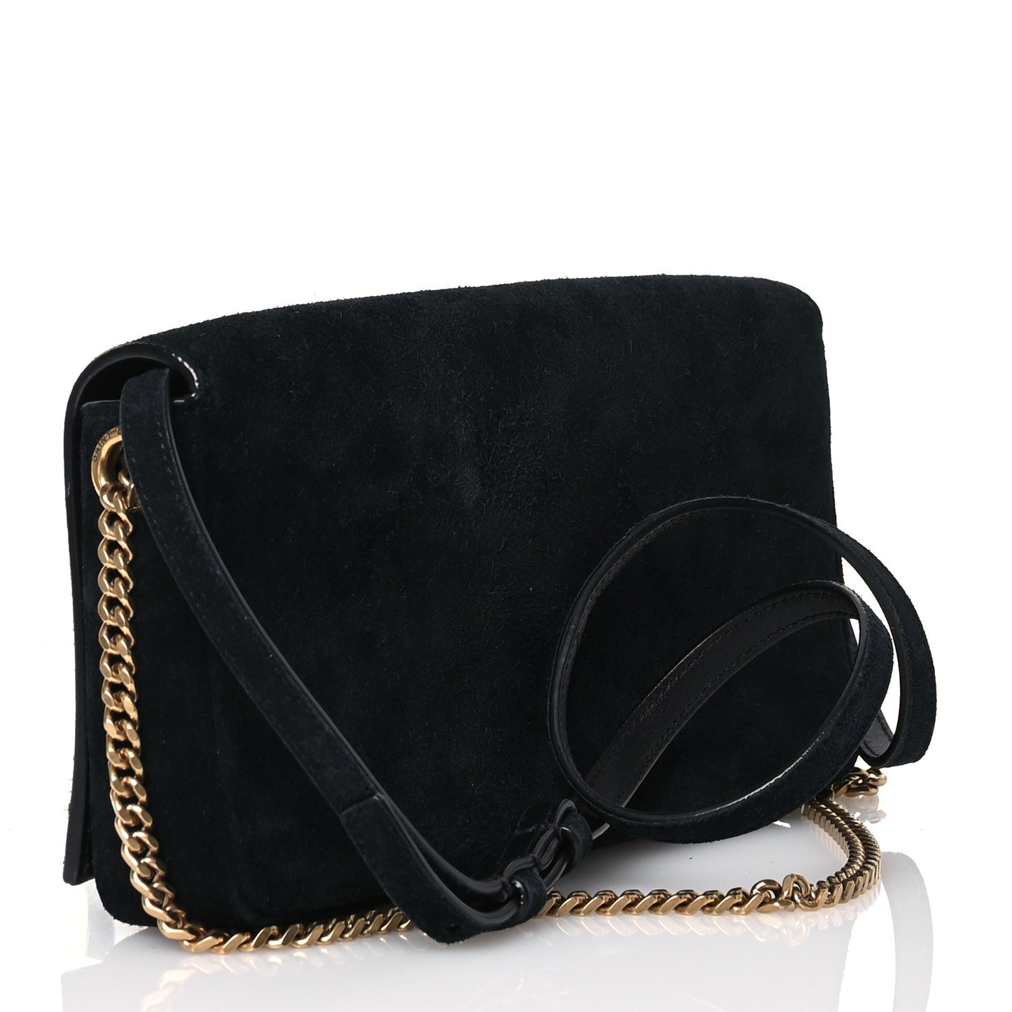 Suede Monogram Tassel Kate 99 Baguette Bag Black