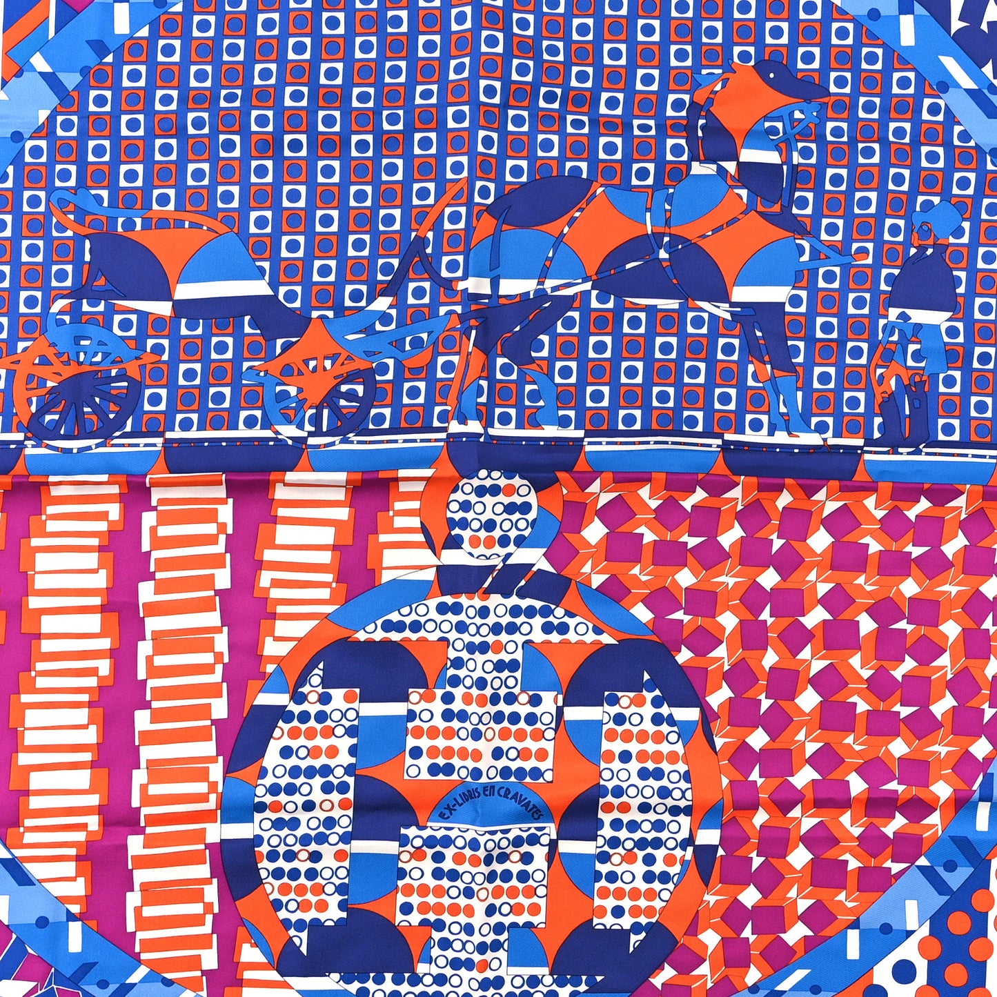 Silk Ex-Libris En Cravates 90 Scarf Bougainvillea Orange Encre
