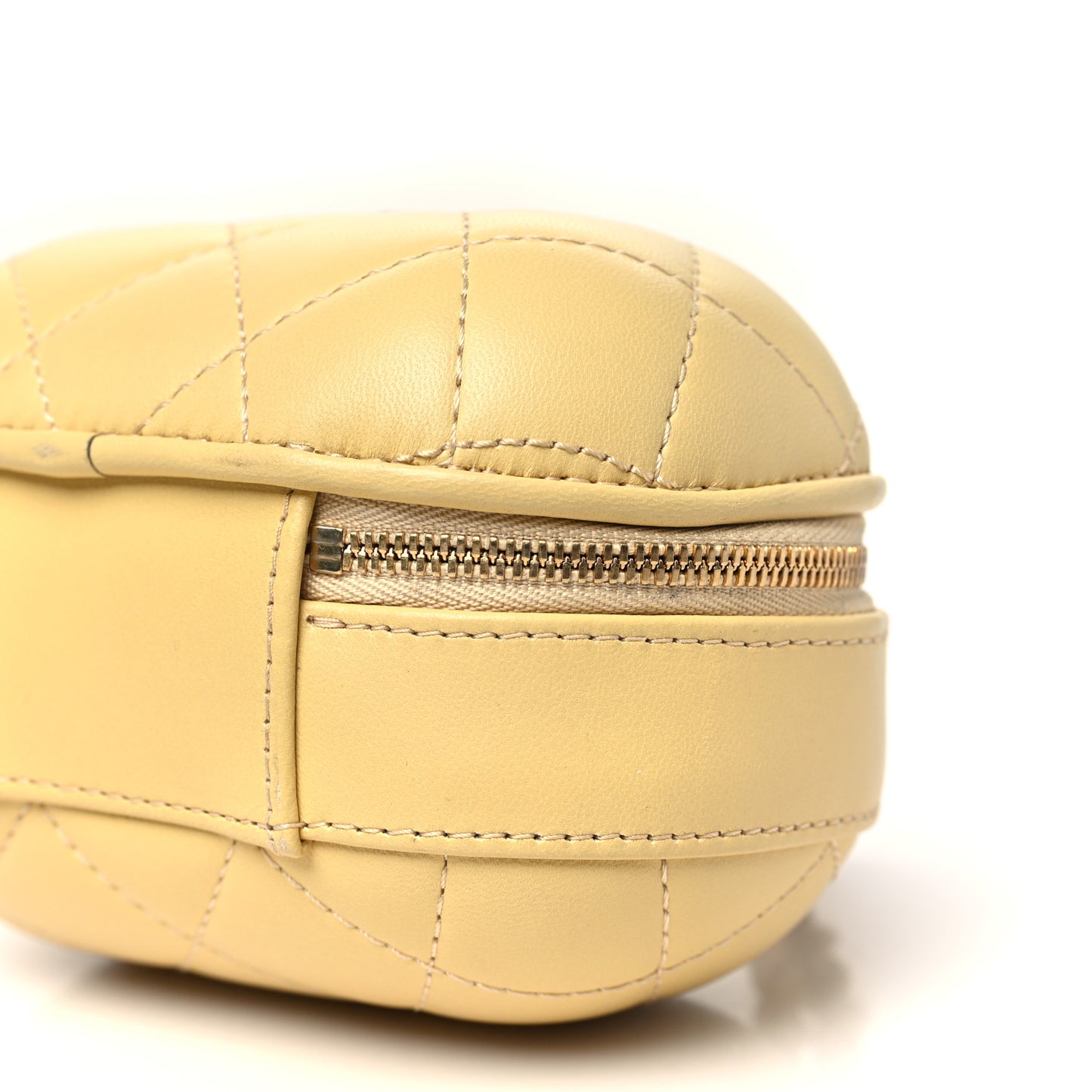 Lambskin Quilted CC Bubble Vanity Case With Chain Light Yellow