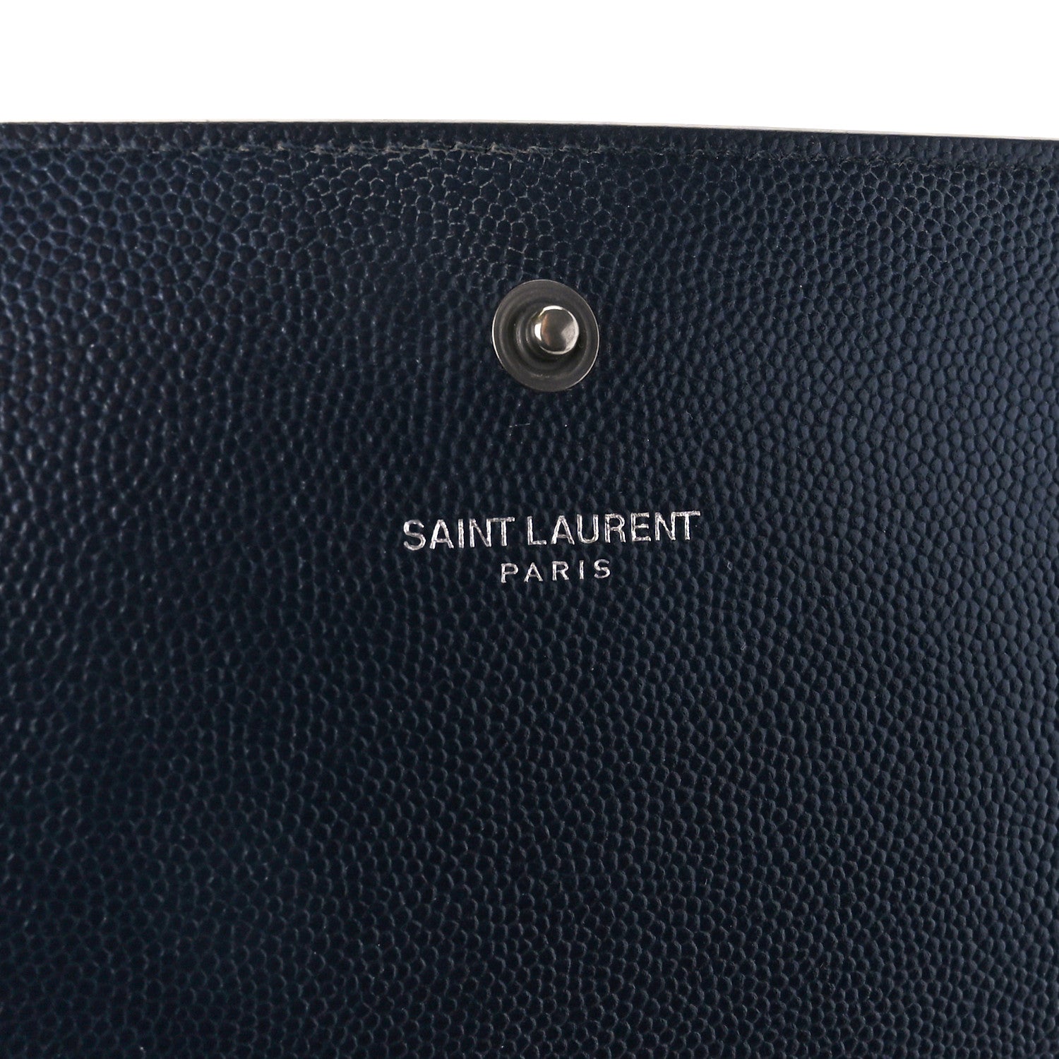Saint Laurent Grain De Poudre Monogram Chain Wallet Marine 6 of 12
