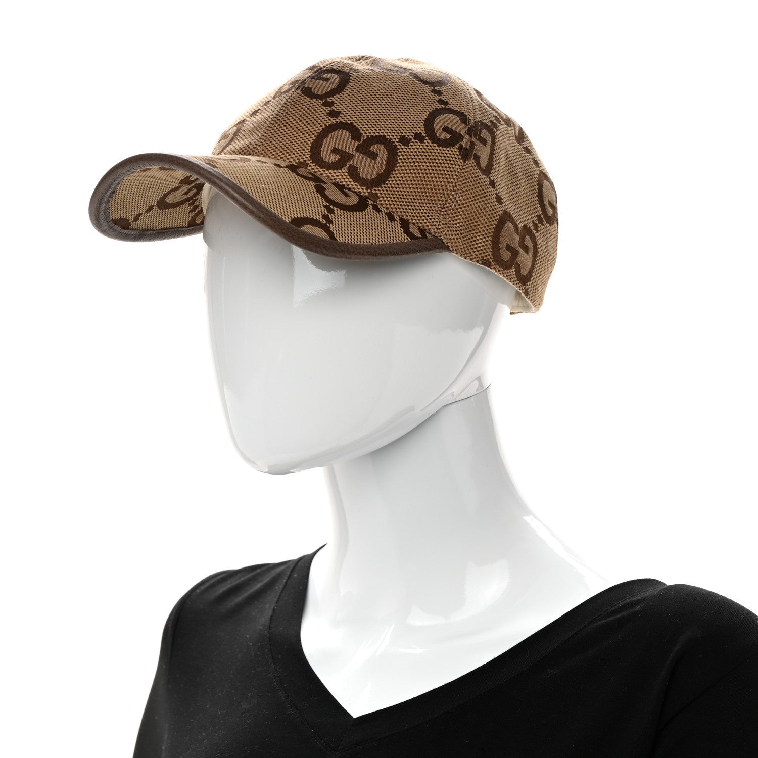GUCCI キャップ 定番 モノグラム XL ベージュ Gucci Monogram Jumbo GG Baseball Hat XL 59 Camel Ebony 1436223