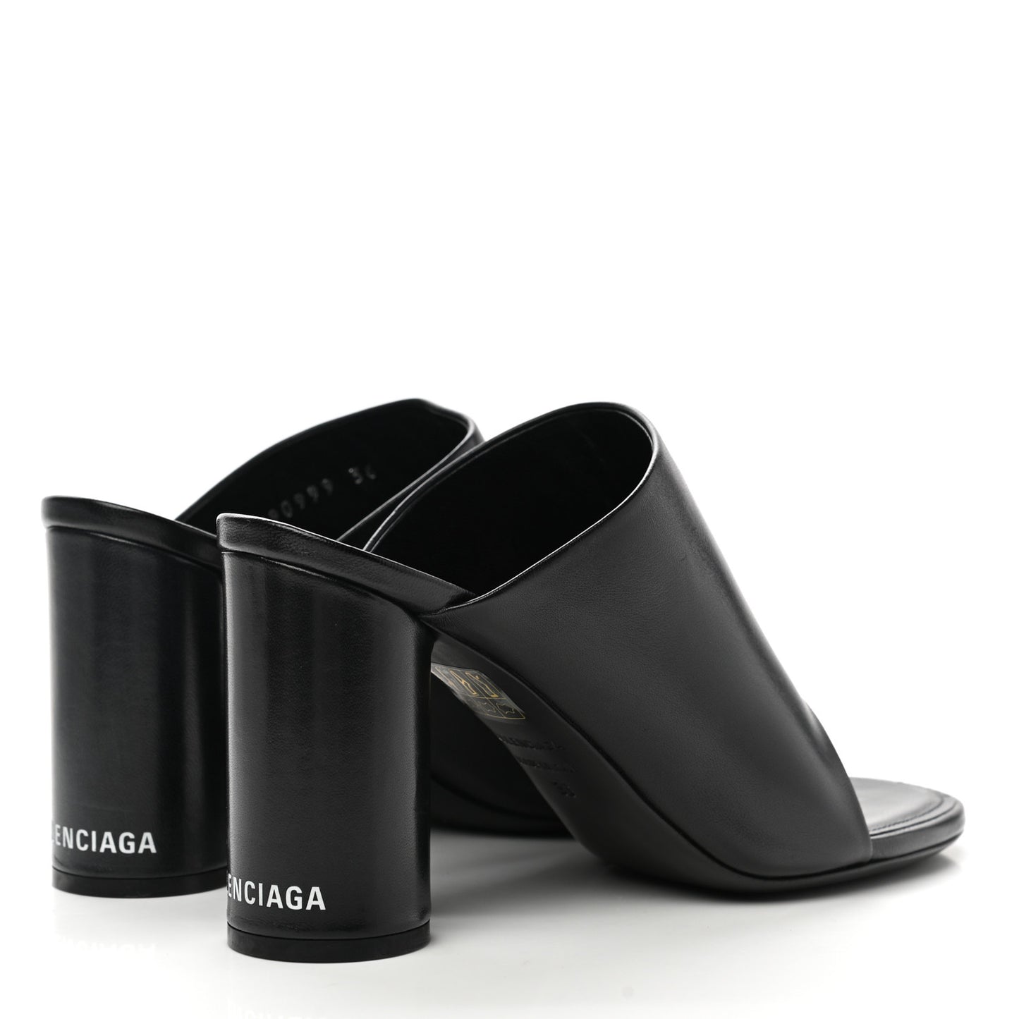 Shiny Sheepskin Oval 90mm Mule Pump 36 Black White