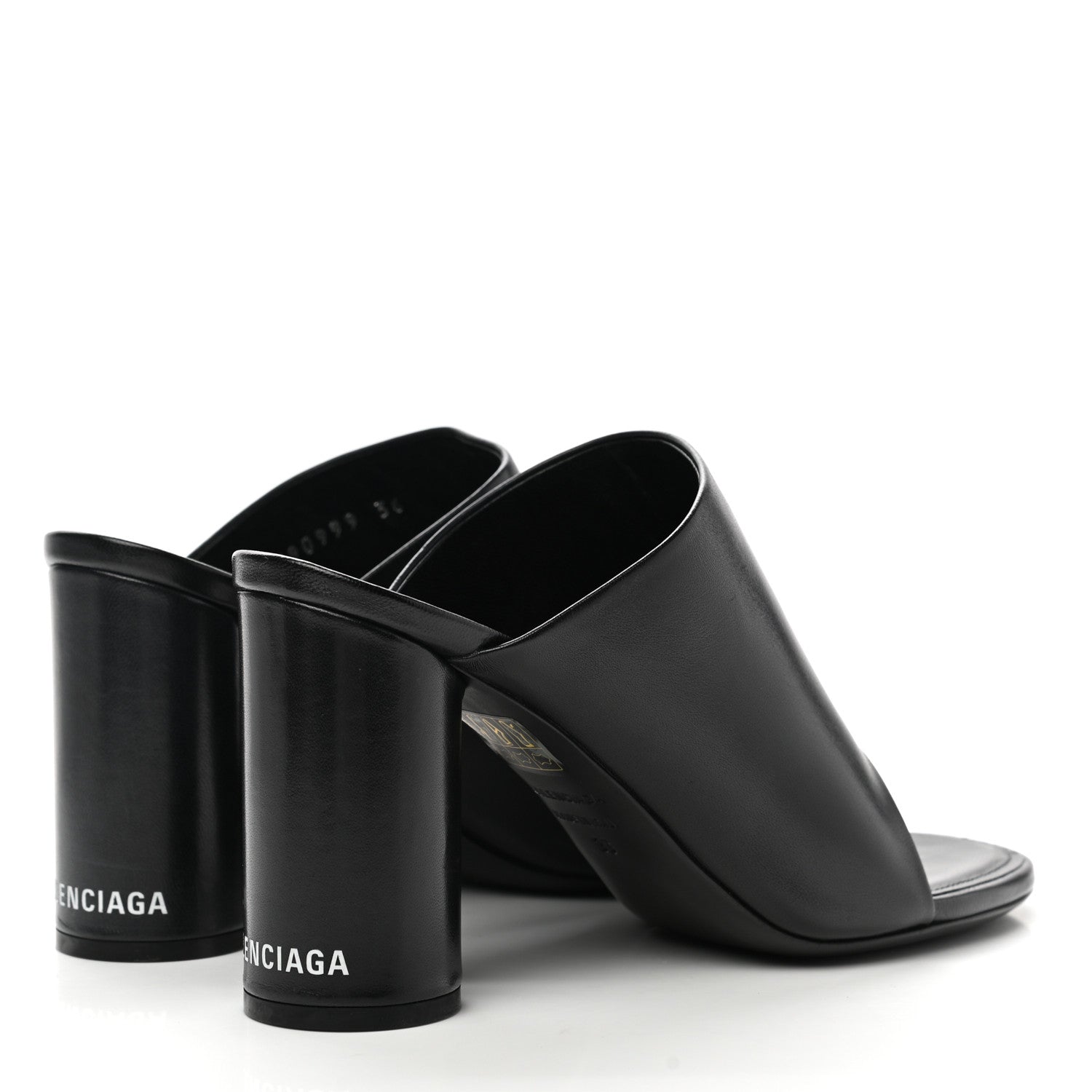 Balenciaga Shiny Sheepskin Oval 90mm Mule Pump 36 Black White 4 of 10