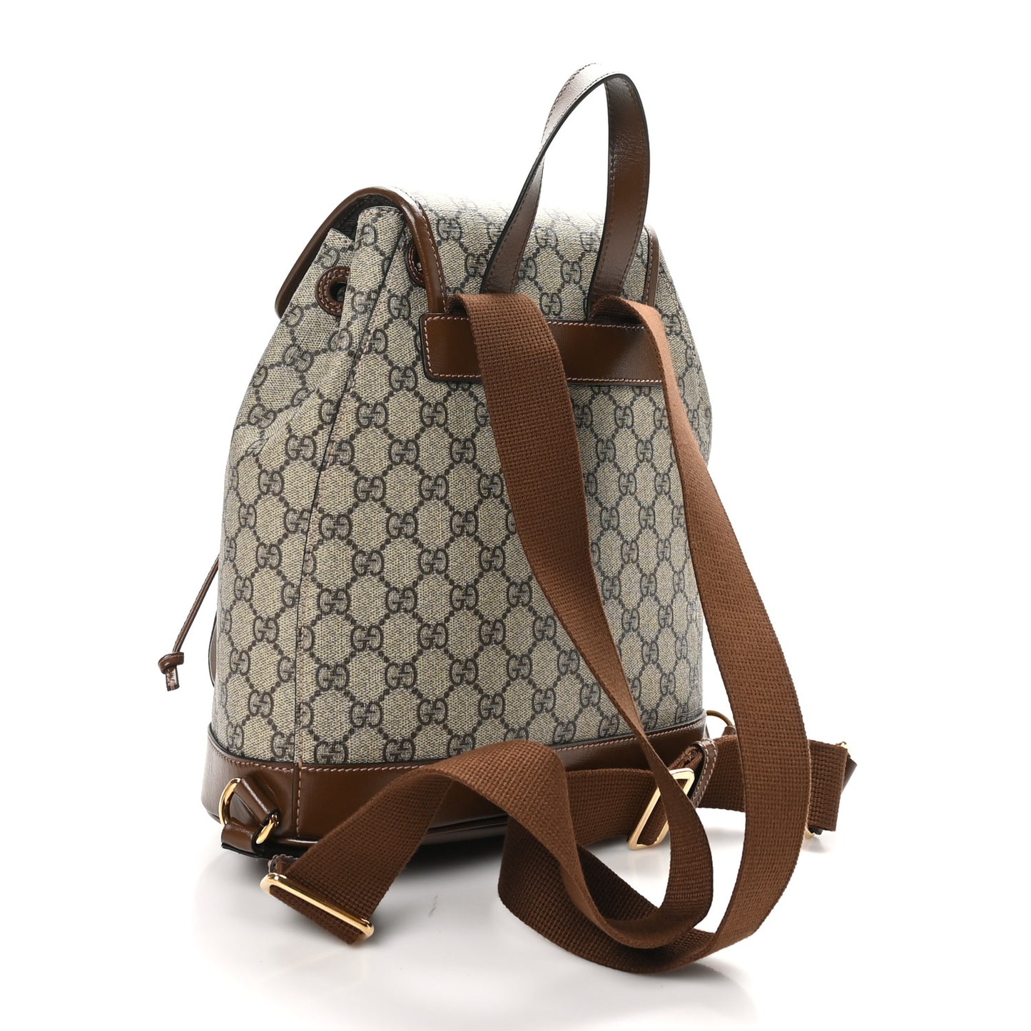 GG Supreme Monogram Azalea Calfskin Retro Interlocking G Buckle Backpack Beige Ebony Brown Sugar
