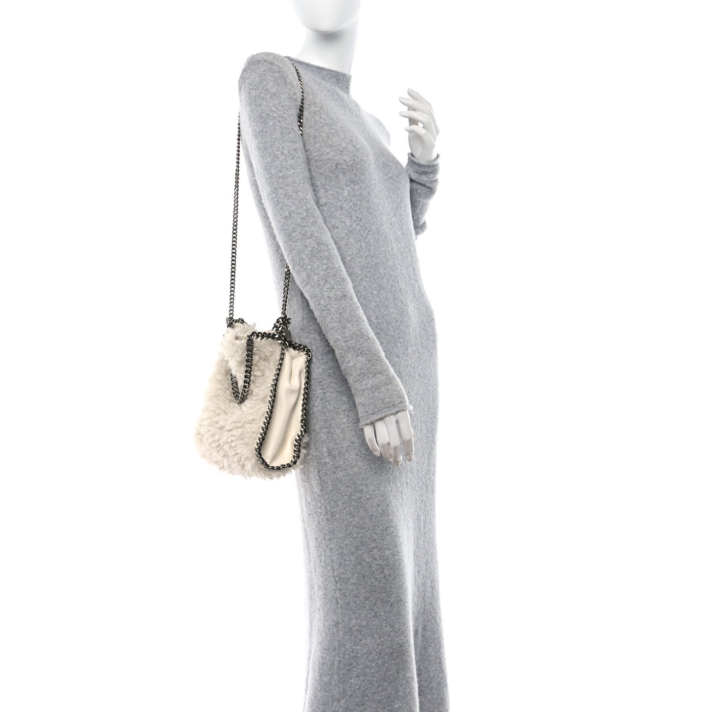 Wool Fur Small Falabella Tote White
