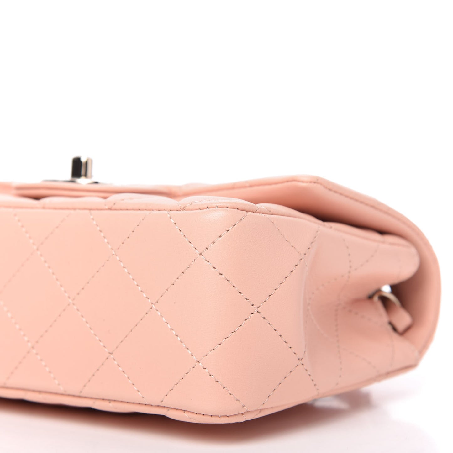 Lambskin Quilted Mini Rectangular Flap Light Pink