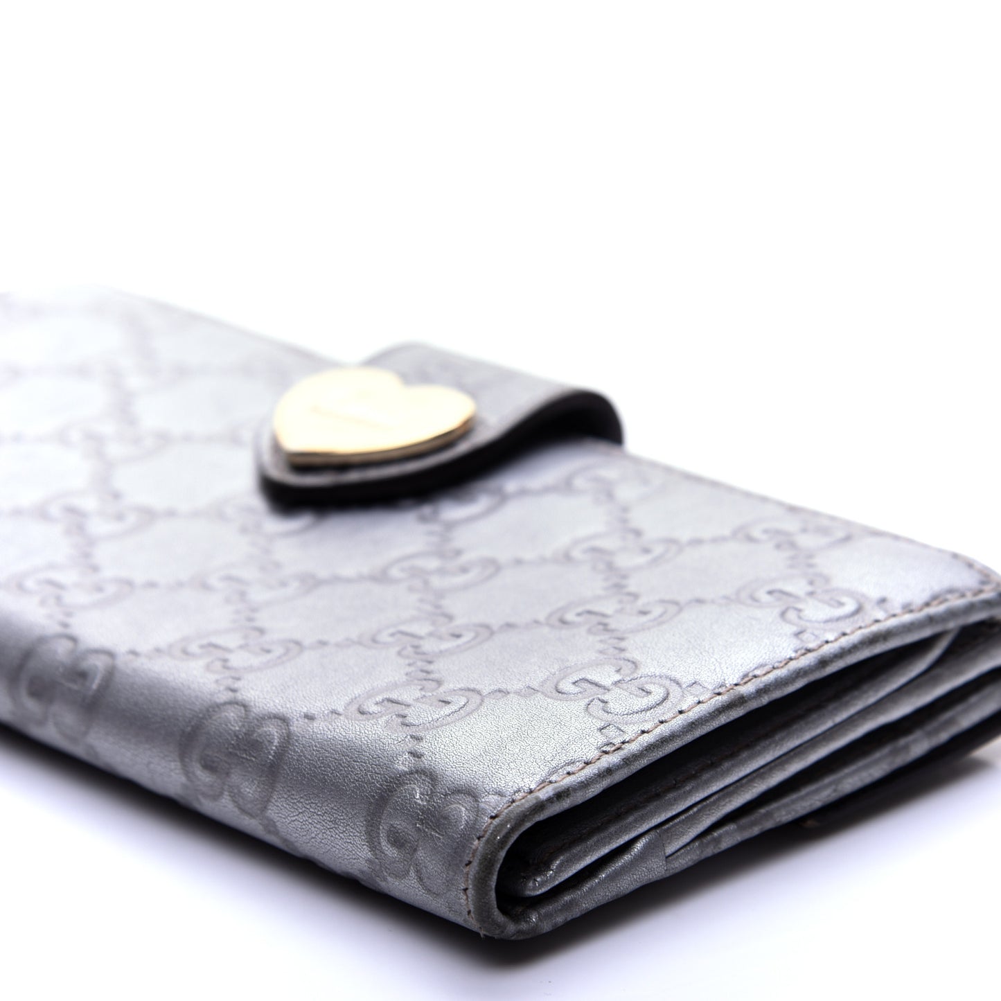 Guccissima Heart Continental Wallet Silver