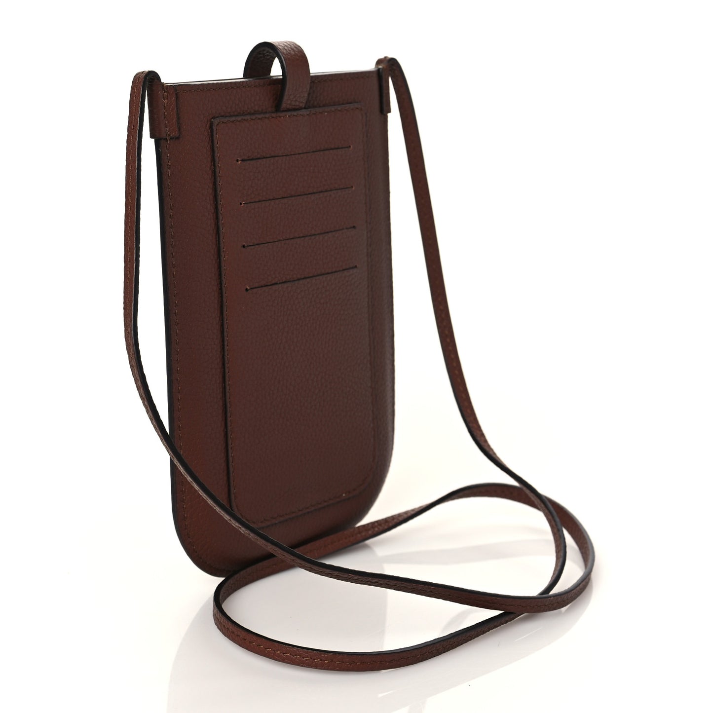 Calfskin Anne Phone Case With Strap Brown