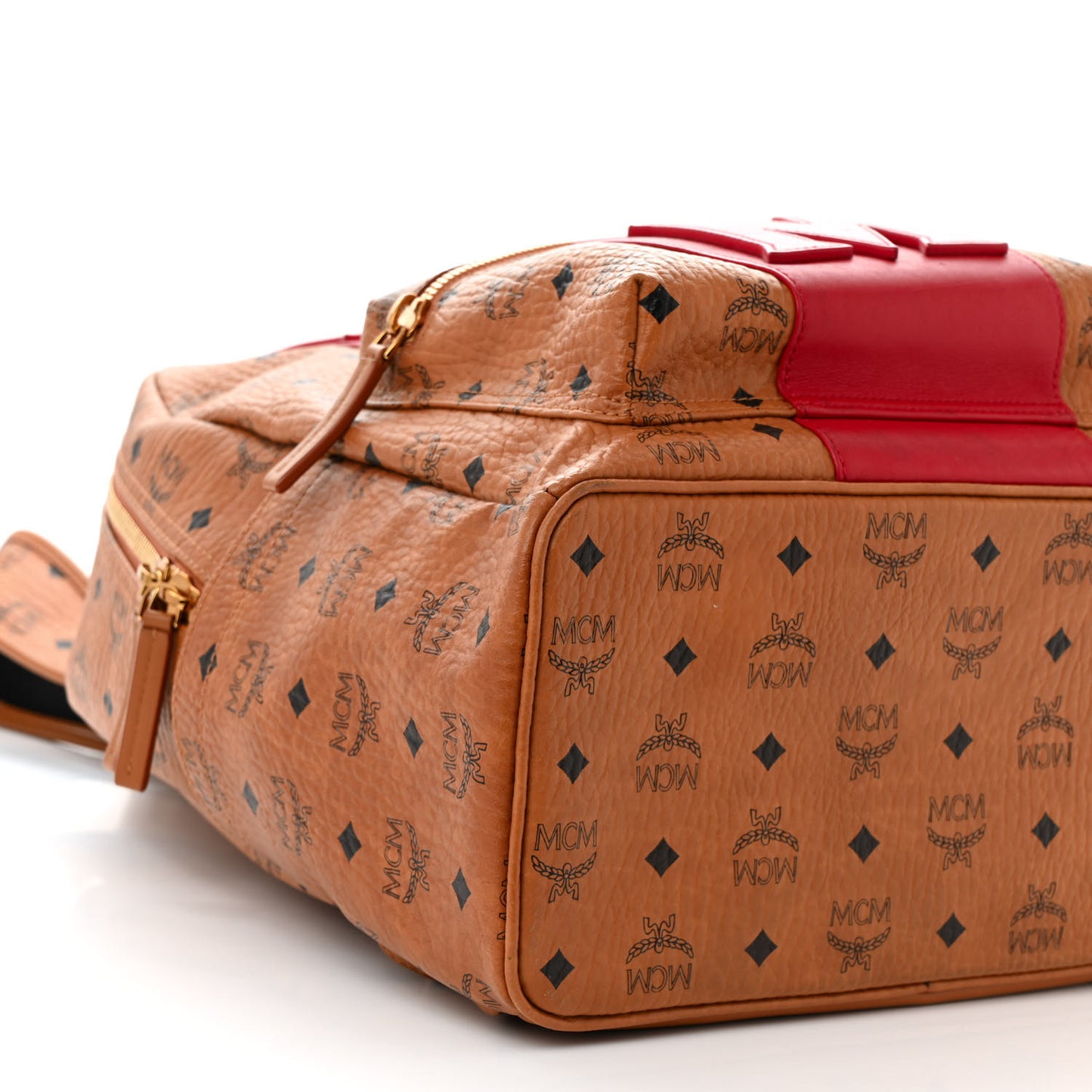 Visetos Medium Stark Logo Stripe Backpack Cognac Red