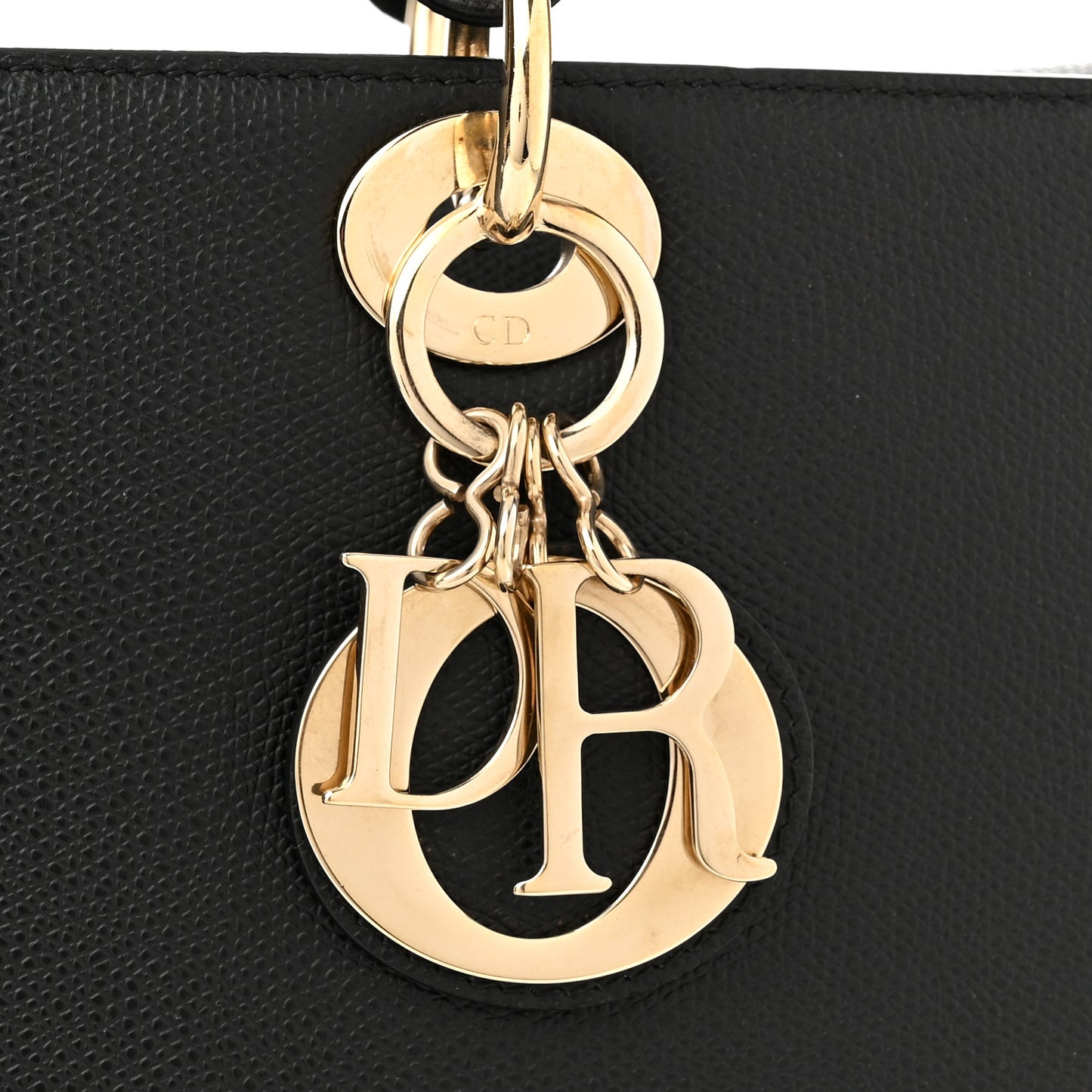 Grained Calfskin Large Lady Dior Black