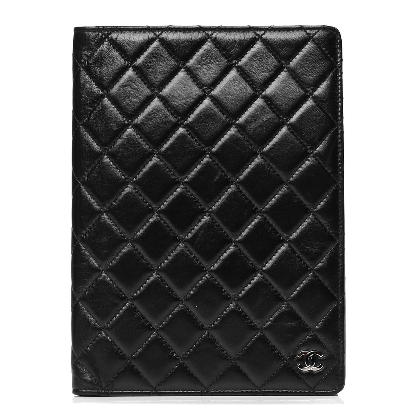 Lambskin Quilted Large Agenda Cover Black