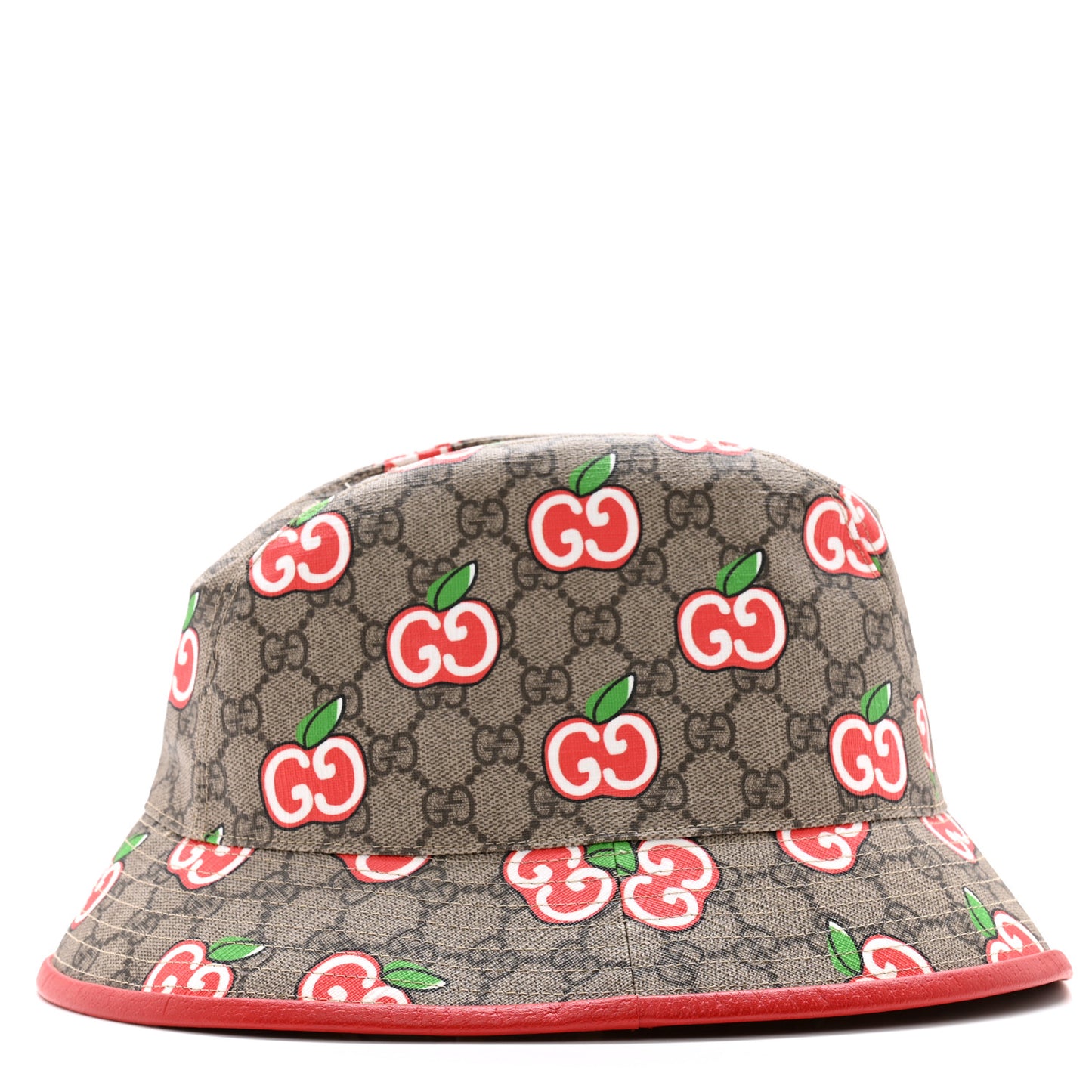 GG Supreme Monogram Apple Textured Dollar Calfskin Retro Interlocking G Fedora Pomme Bucket Hat L Beige Ebony Red