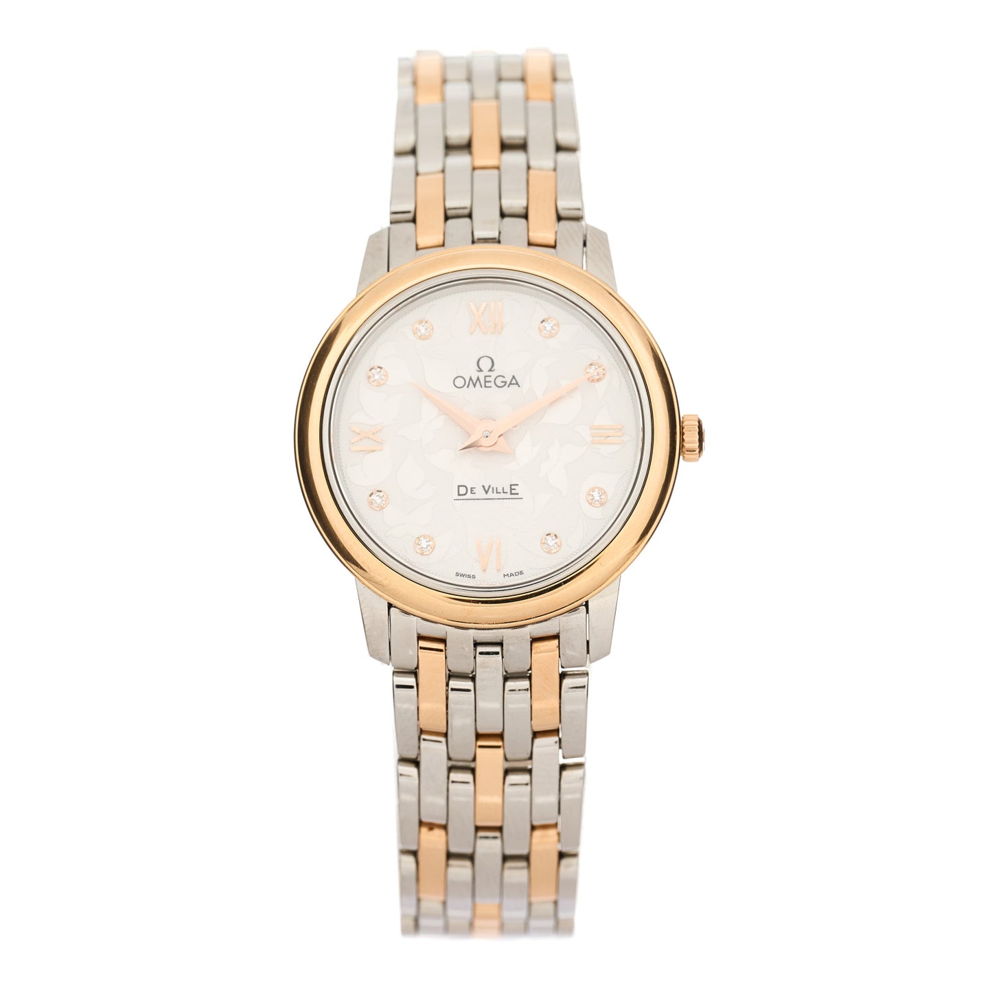 Stainless Steel 18K Red Gold Mother of Pearl 27mm De Ville Prestige Quartz Watch 424.20.27.60.52.002