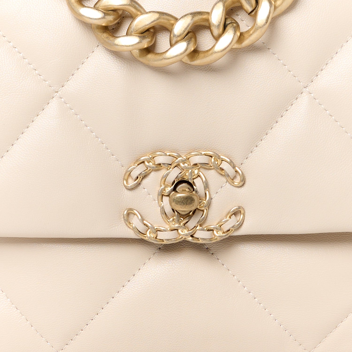 Chanel Goatskin Quilted Large Chanel 19 Flap Light Beige 8 of 10