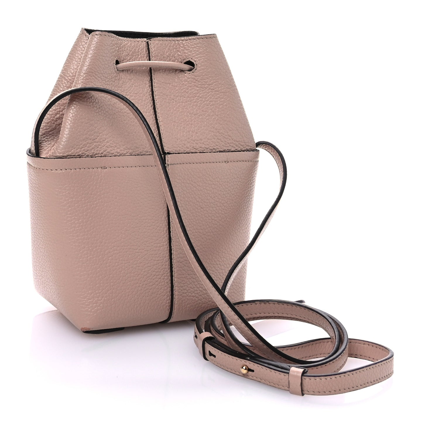 Grained Calfskin Mini Gancino Bucket Bag Amaretti