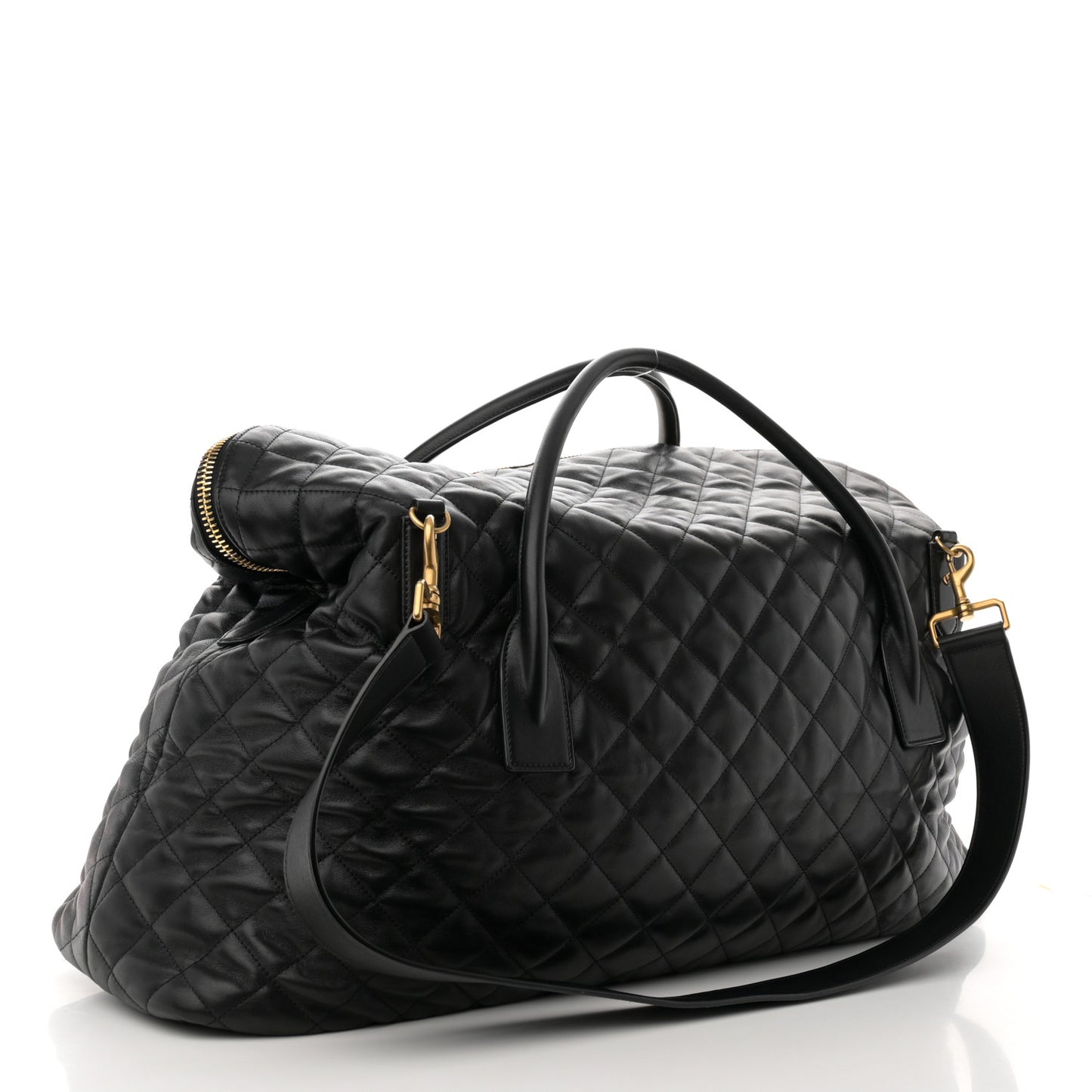 Calfskin Quilted ES Giant Travel Bag Black